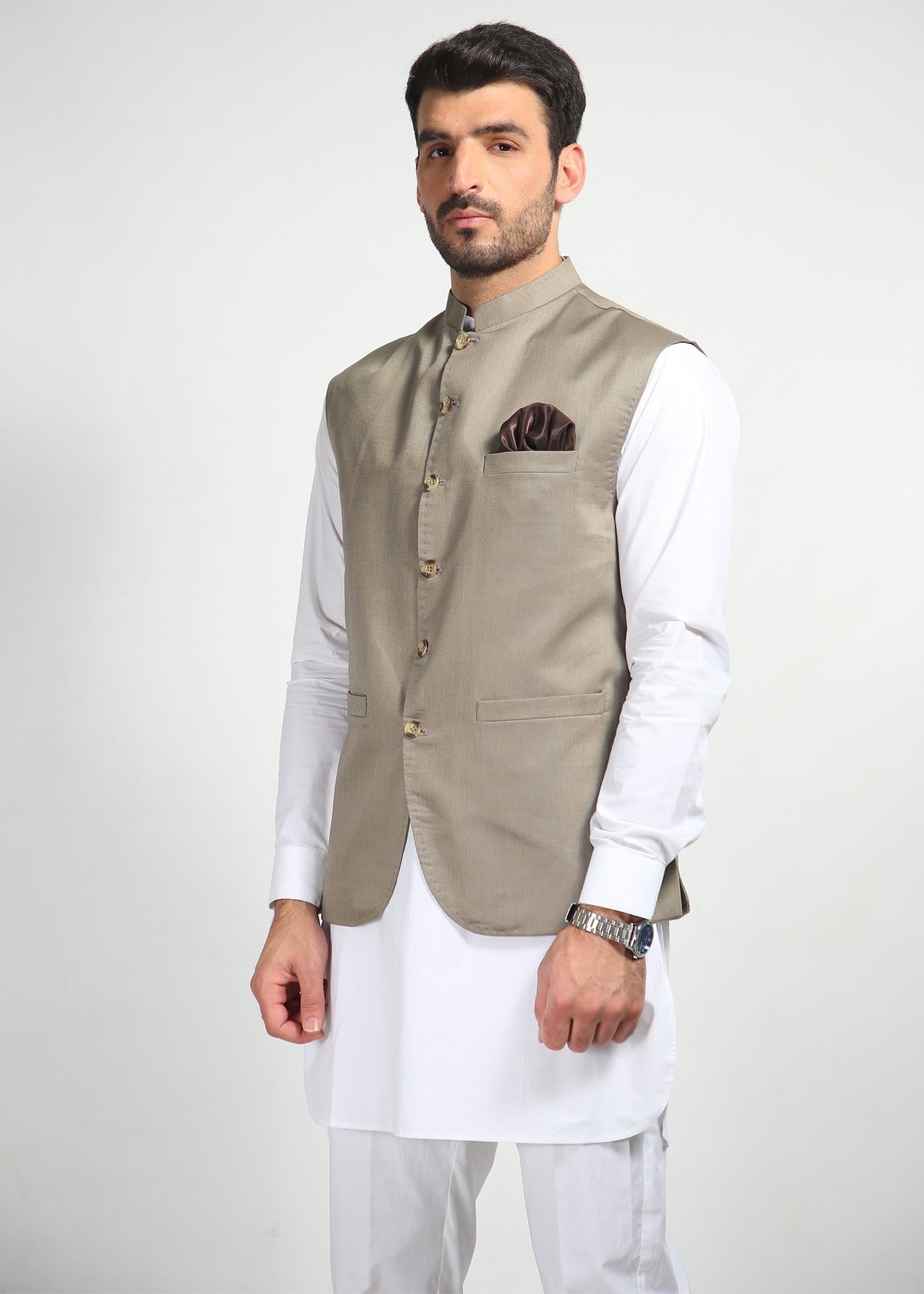cotton Waistcoat in Grey by Nauroz