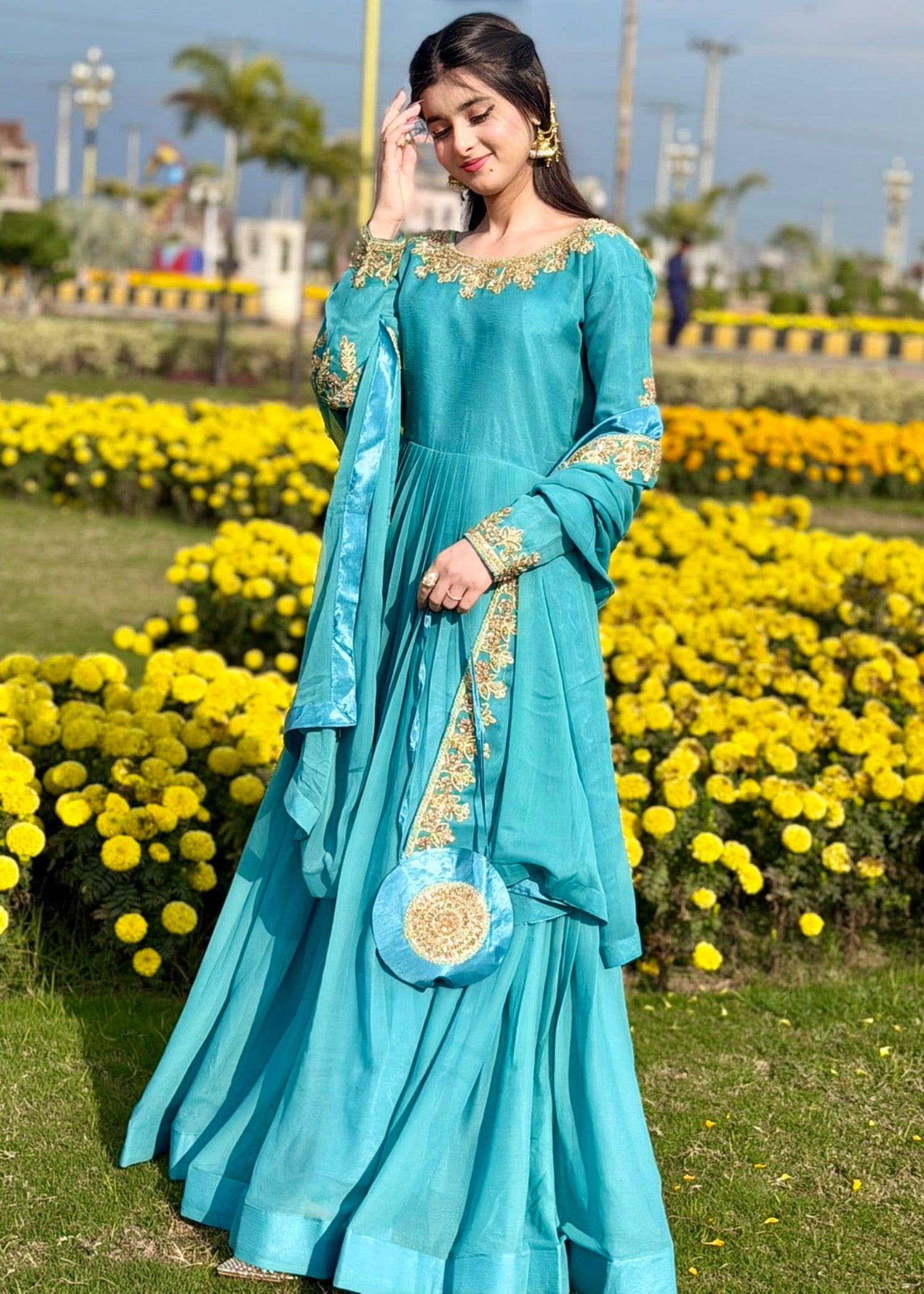 chiffon Maxi in Dark cyan