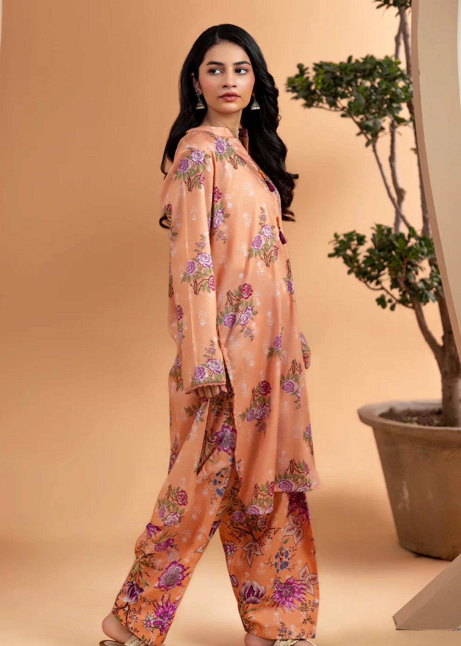 lawn Co Ord Sets in Peach orange