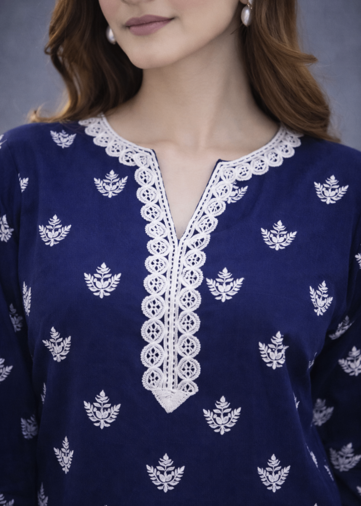 linen Co Ord Sets in White, navy blue