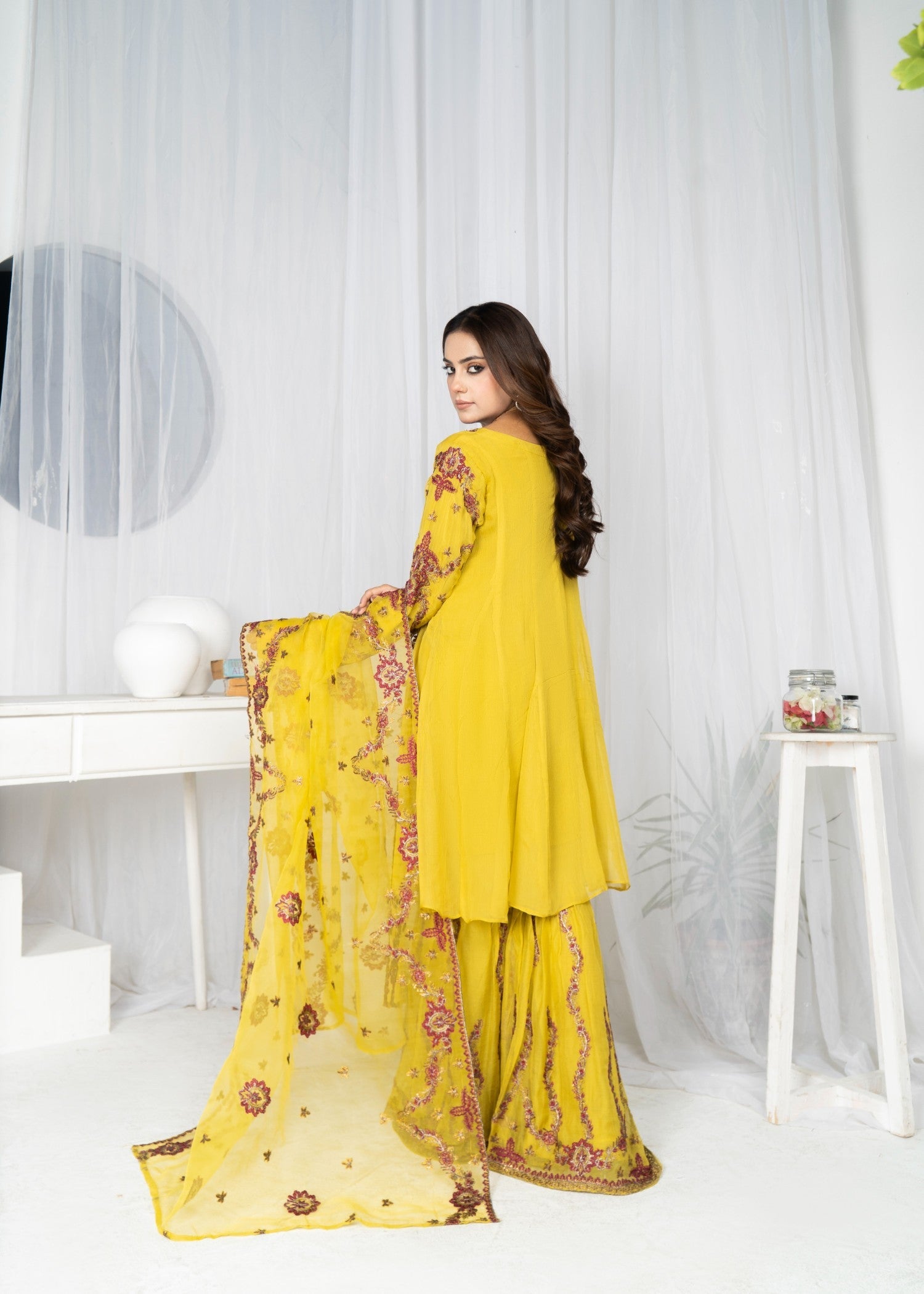 chiffon Sharara in Lemon