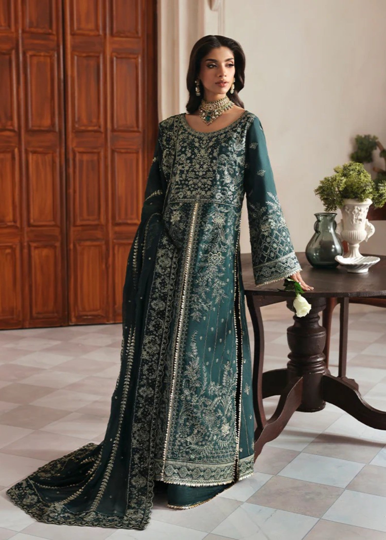 raw silk Sharara in Teal