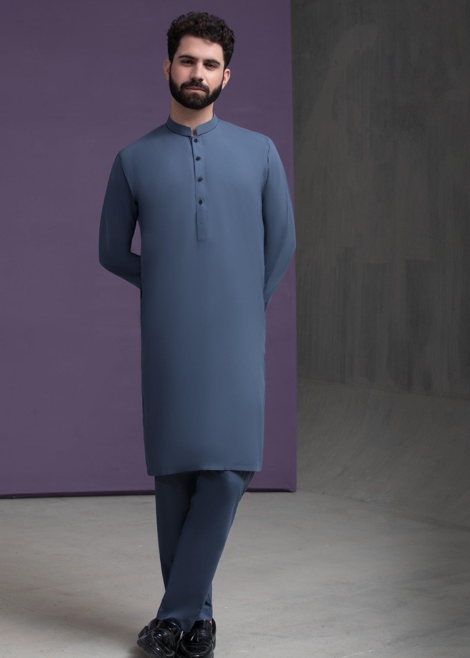 wash & wear Kurta Set in Ash grey