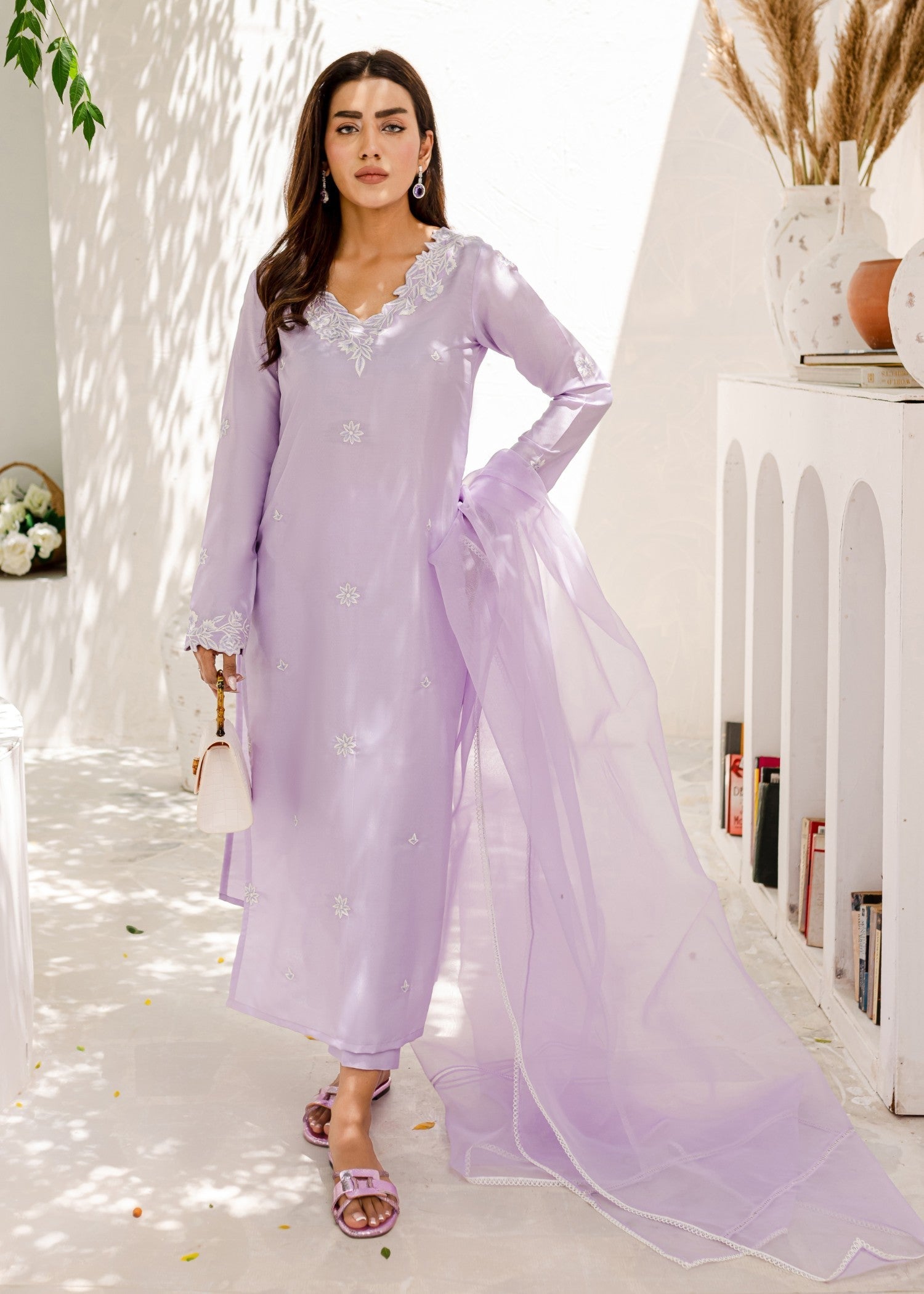 kattan silk Kurta Set in Lilac