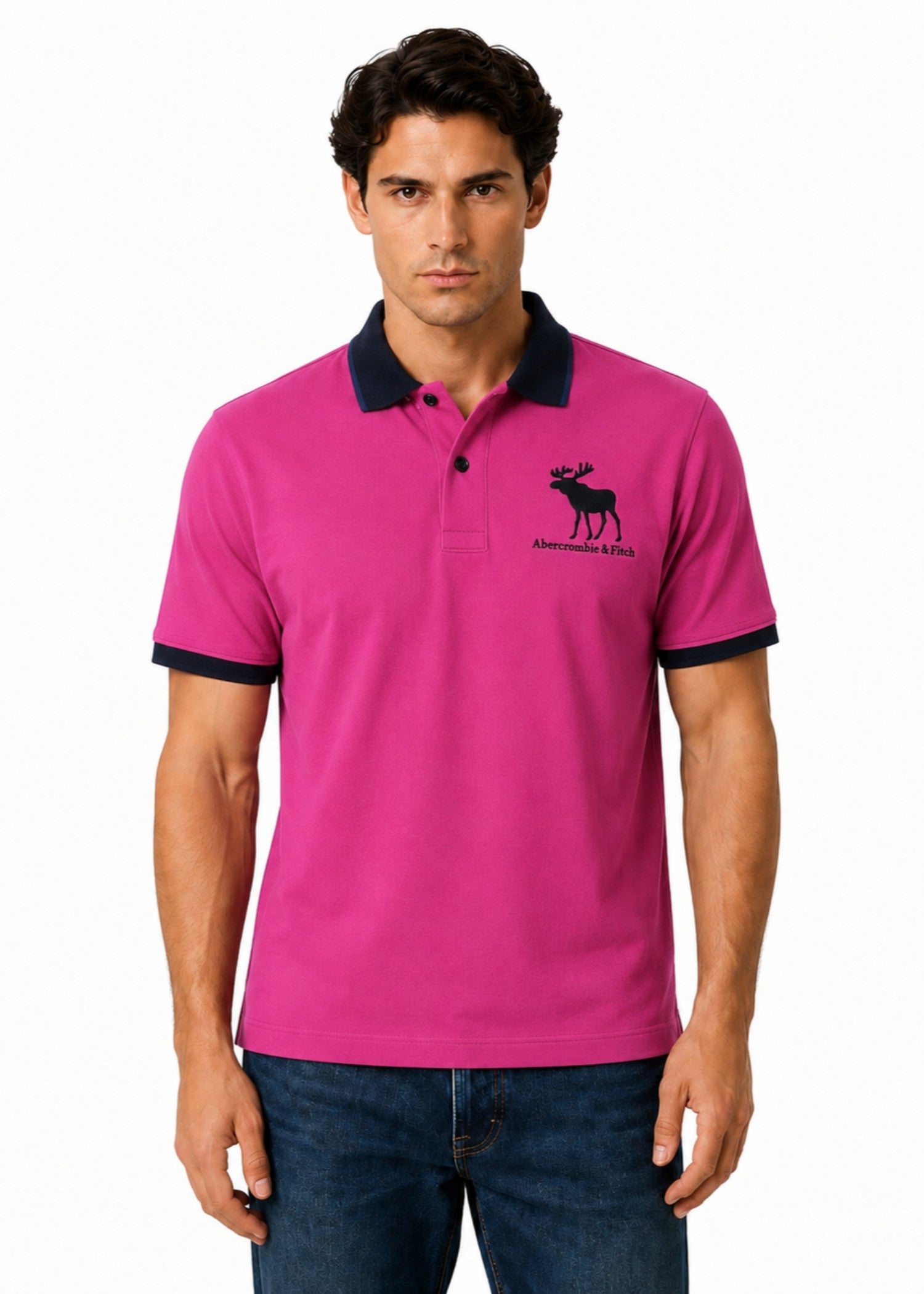 cotton Polo Shirt in Shocking pink