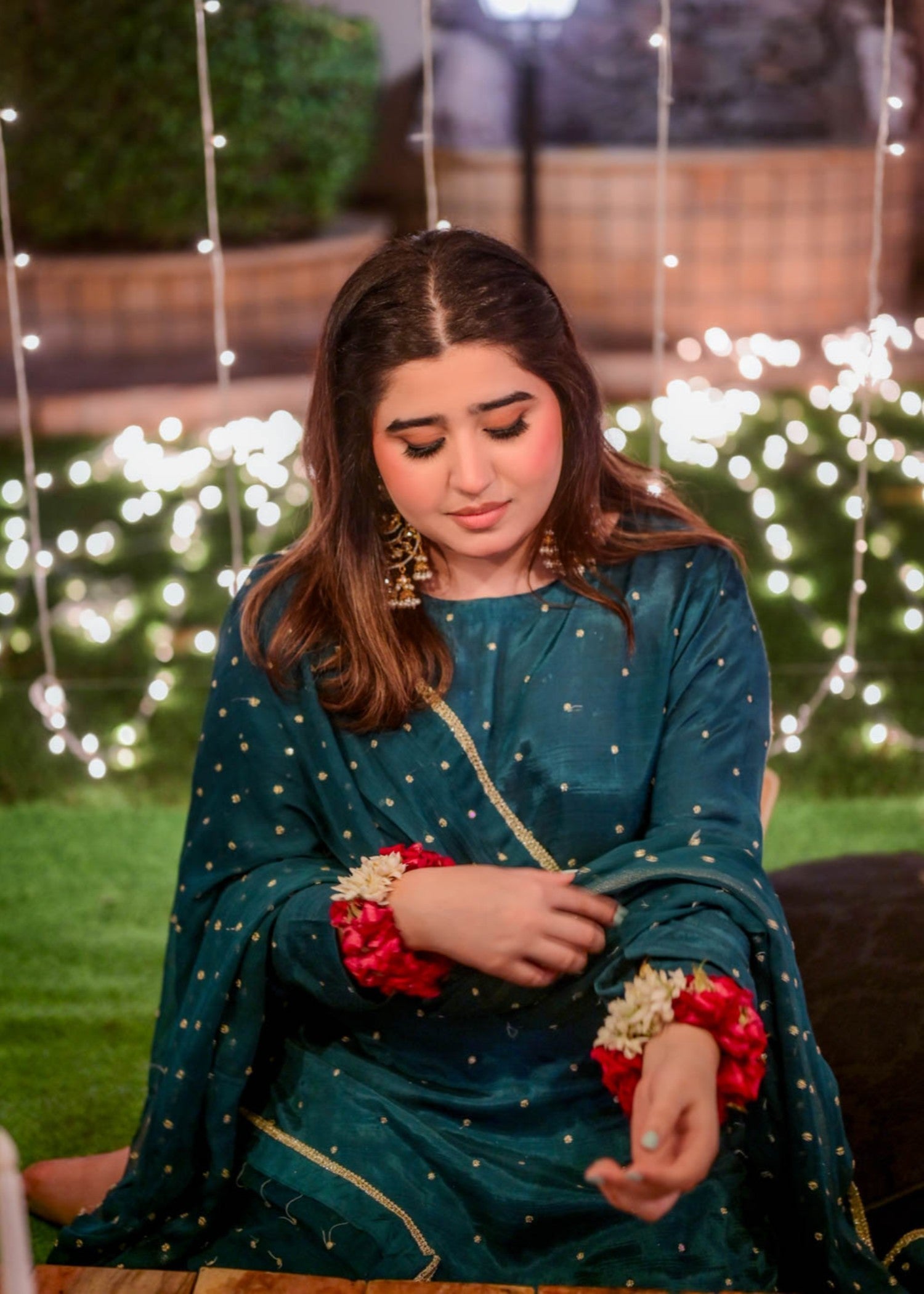blended grip silk Kurta Set in Teal