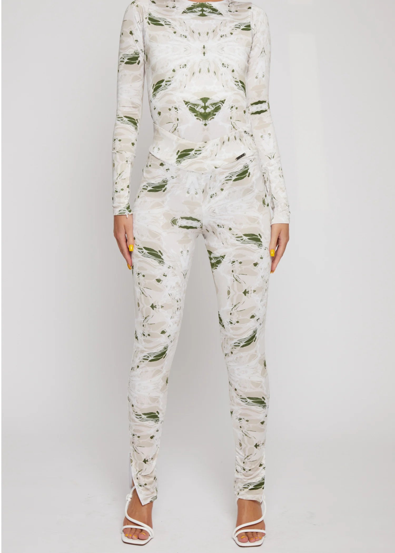 polyester-spandex Leggings in White