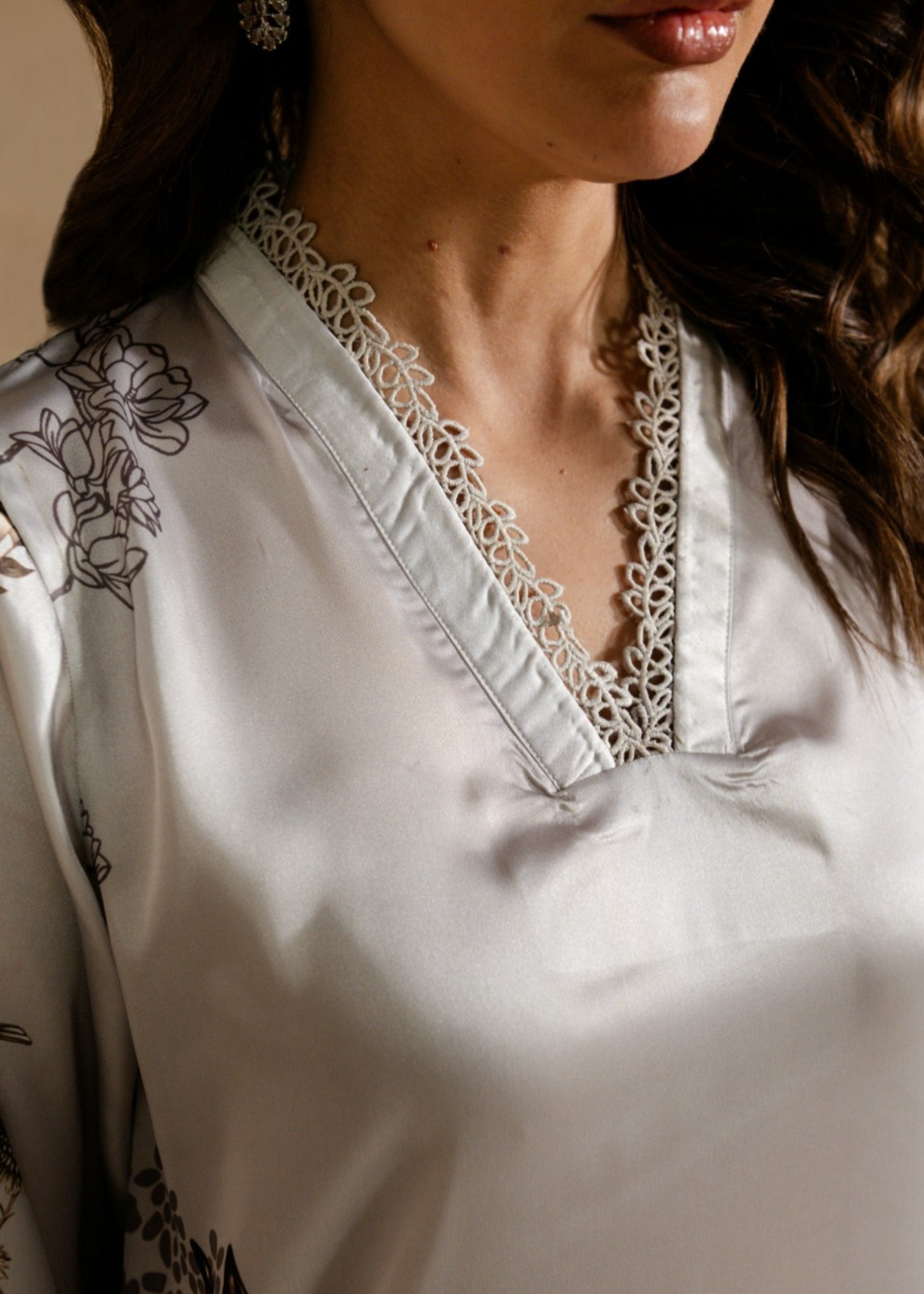 silk charmeuse Co Ord Sets in Silver