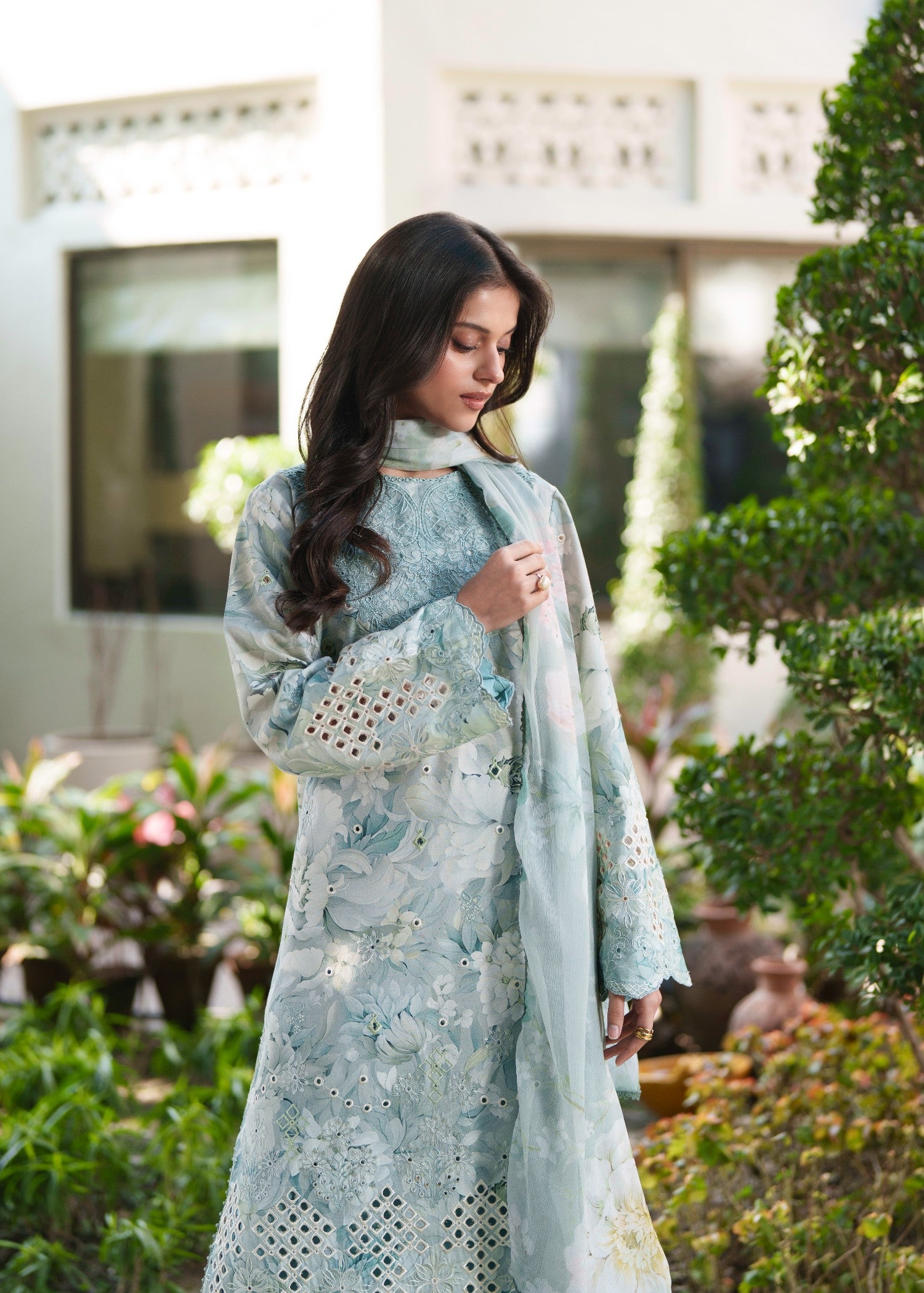 lawn Kurta Set in Cloud blue