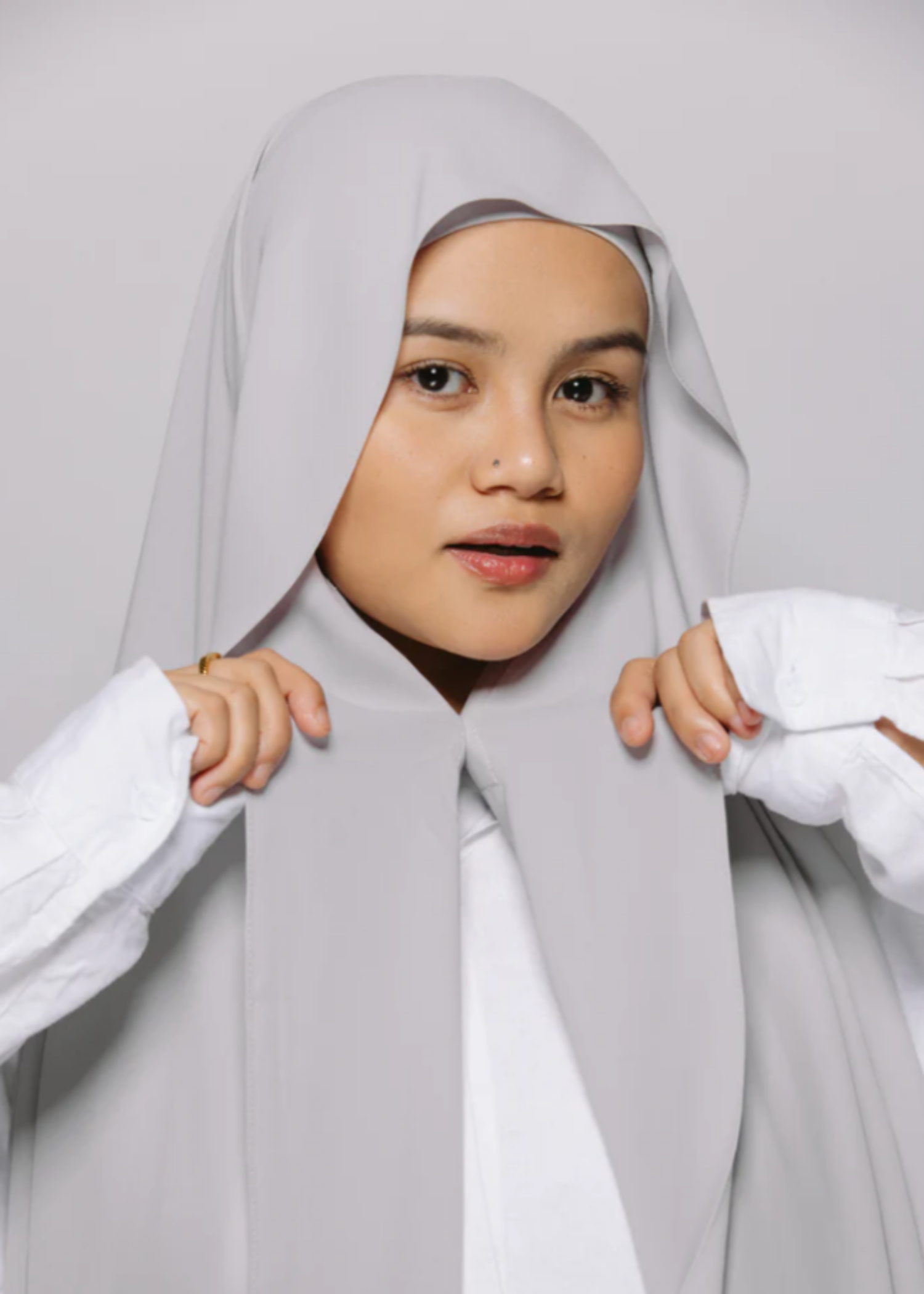 georgette Hijab in Silver