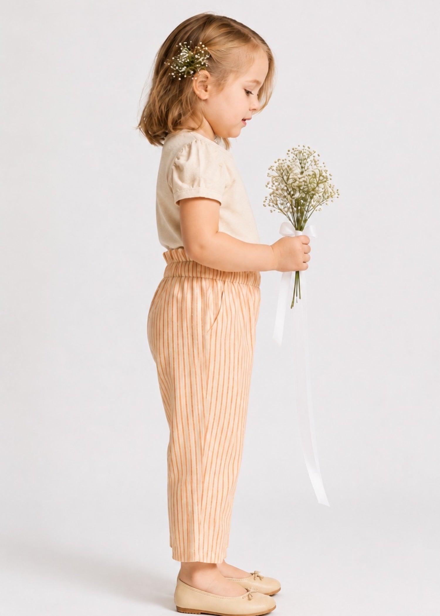 cotton Trousers in Peach orange