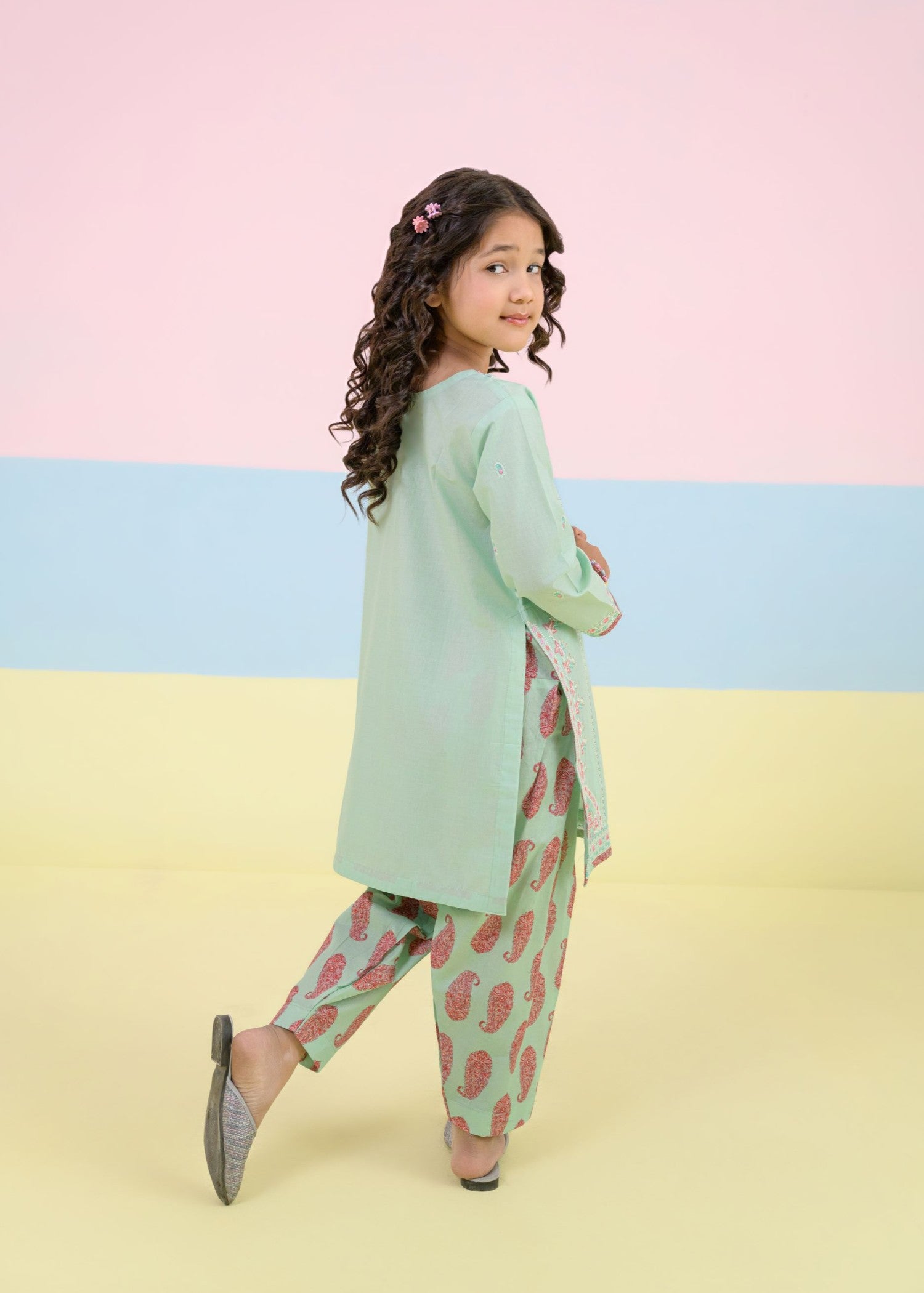 cotton Kurta Set in Pastel green