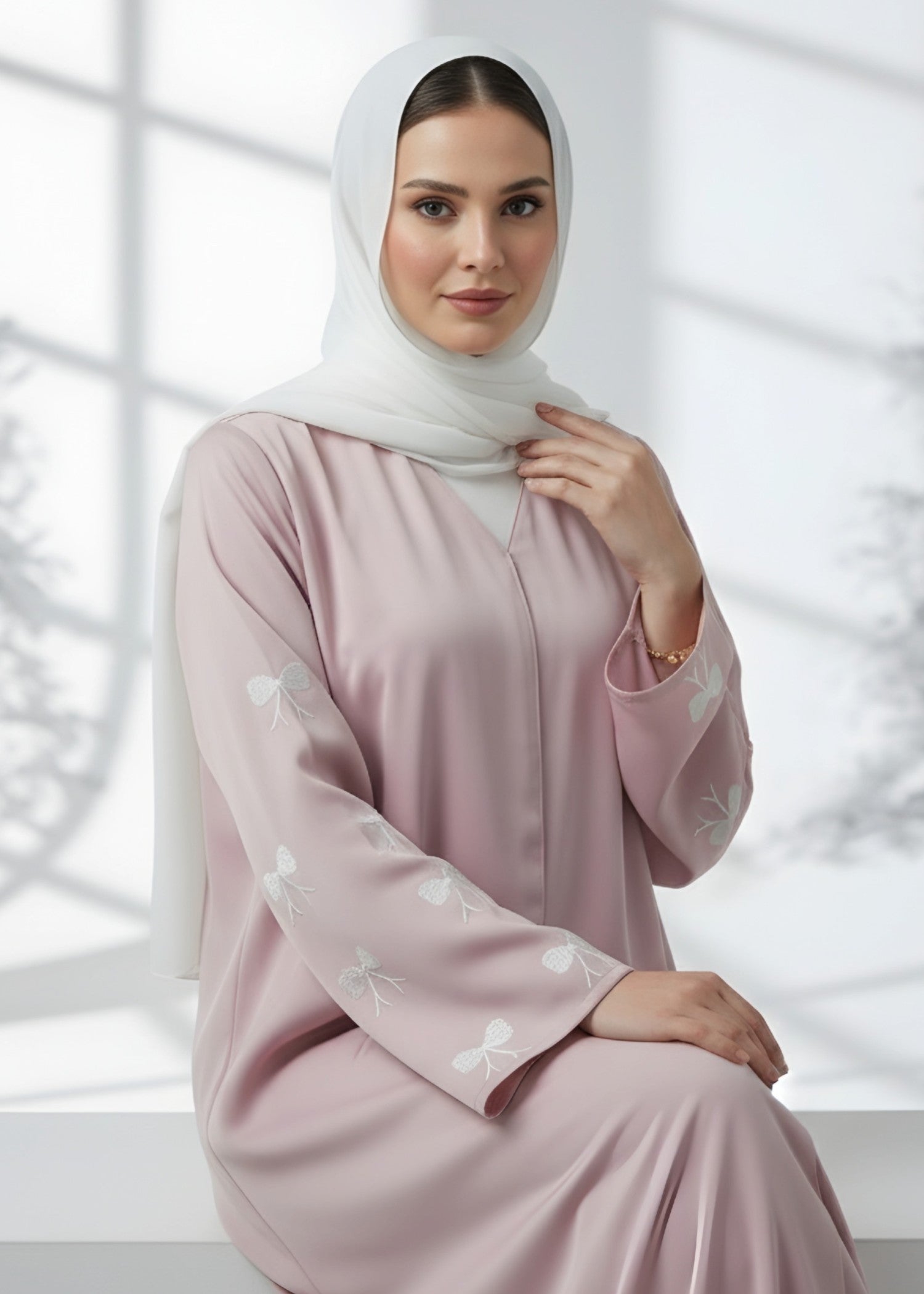 nidha blend Abaya in Cherry blossom pink