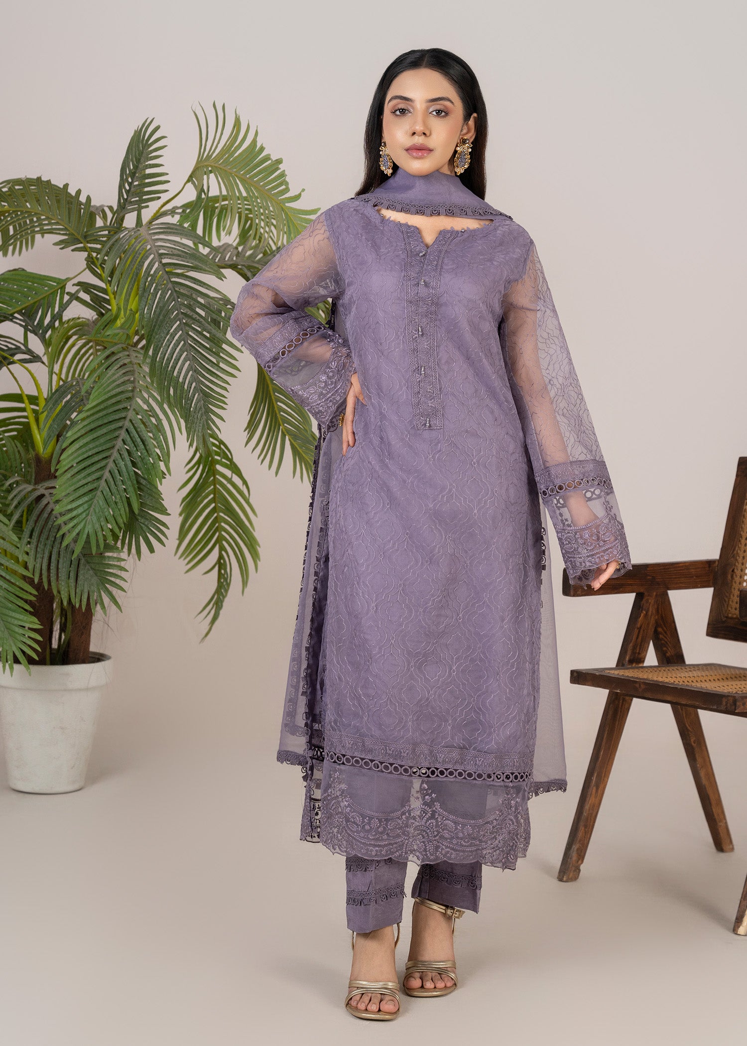 cotton silk Kurta Set in Purple