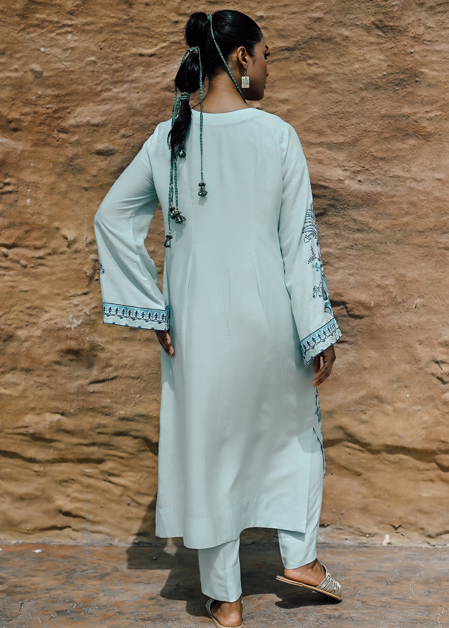 cotton viscose Kurta Set in Light blue