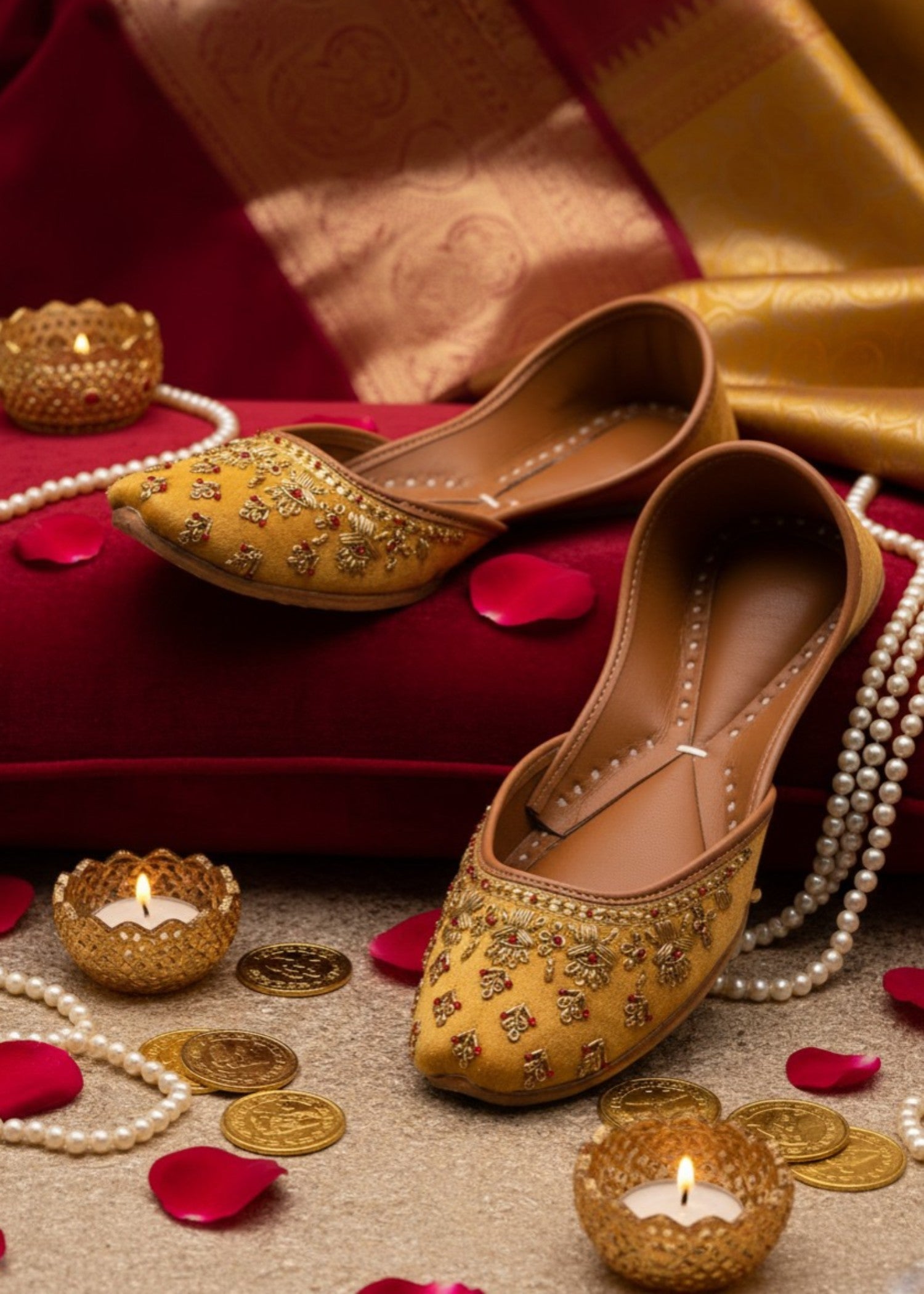 Khussa in Goldenrod by - High Quality Women Khussa AFM1680