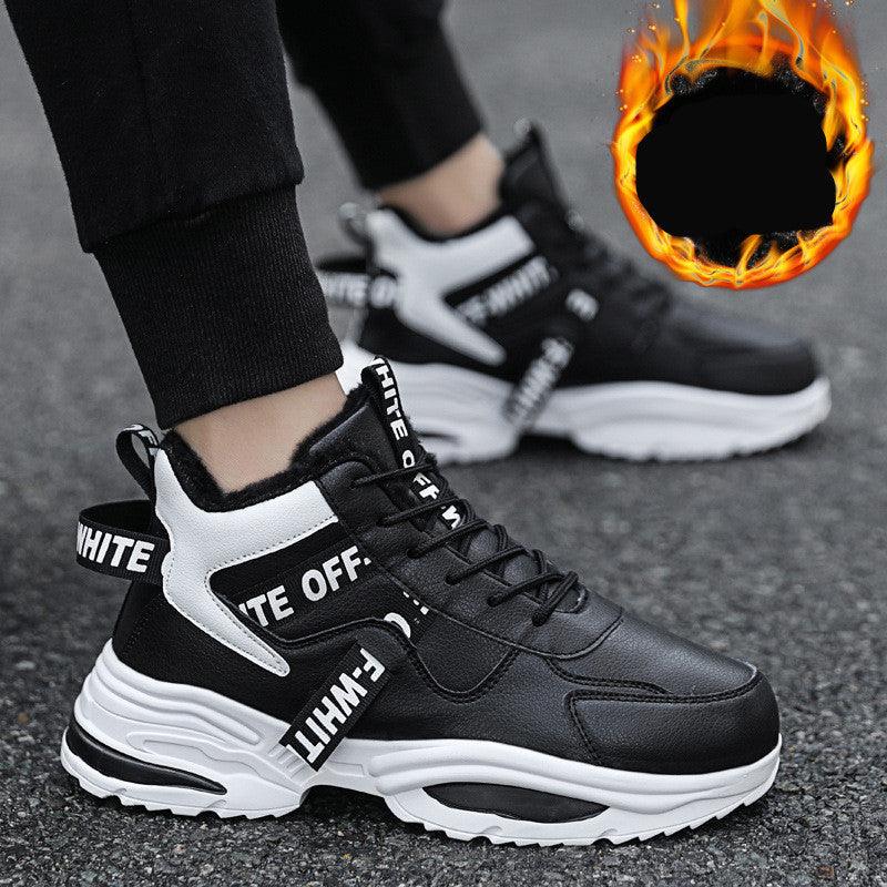Warm high-top shoes with fleece