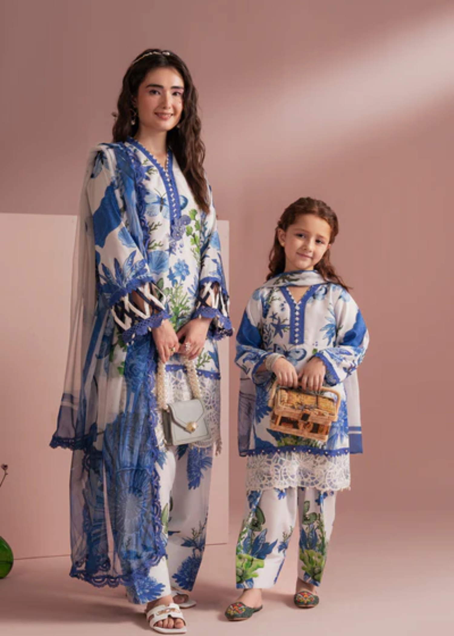 poly lawn Kurta Set in White