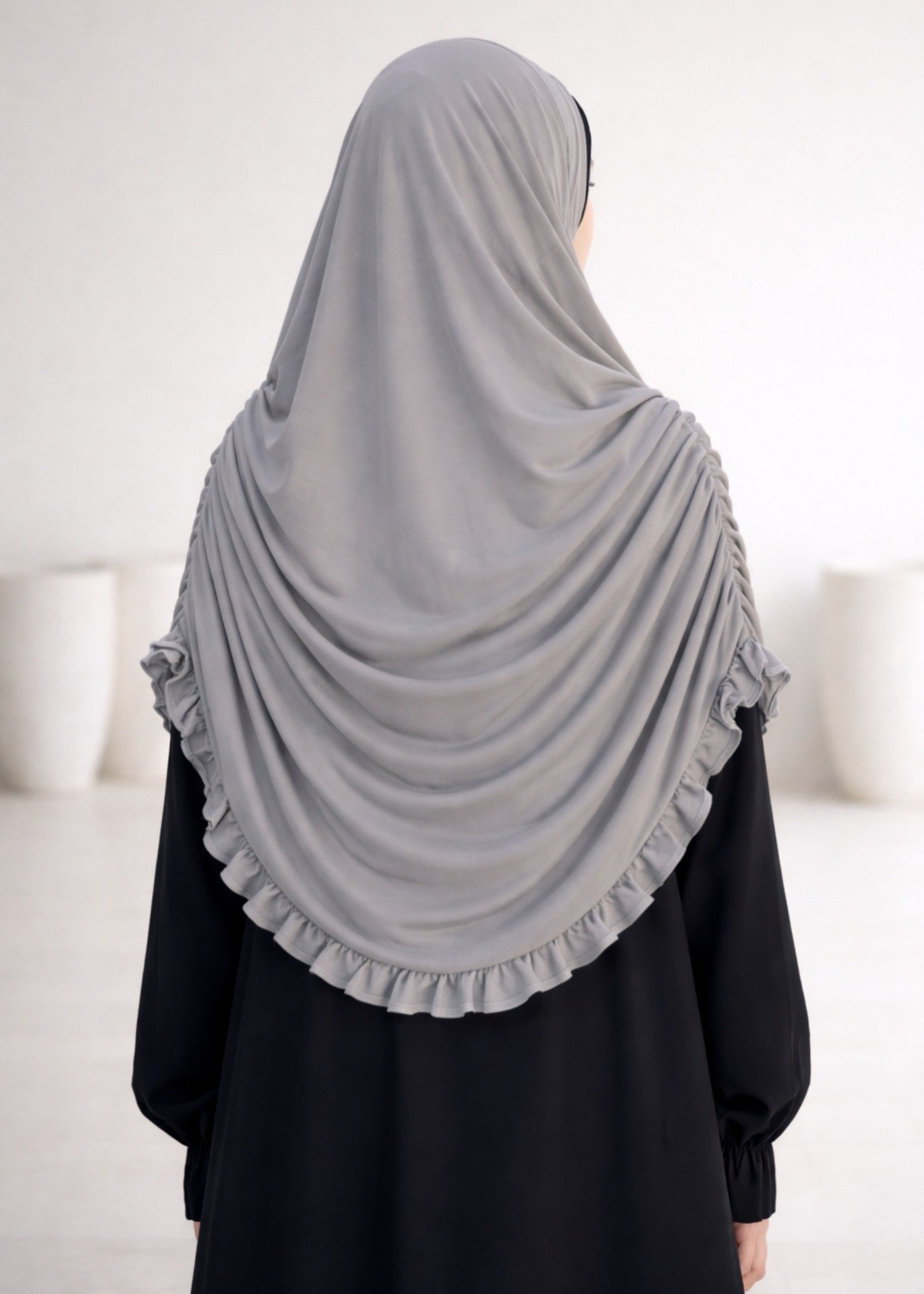 single jersey knit Hijab in Pastel grey