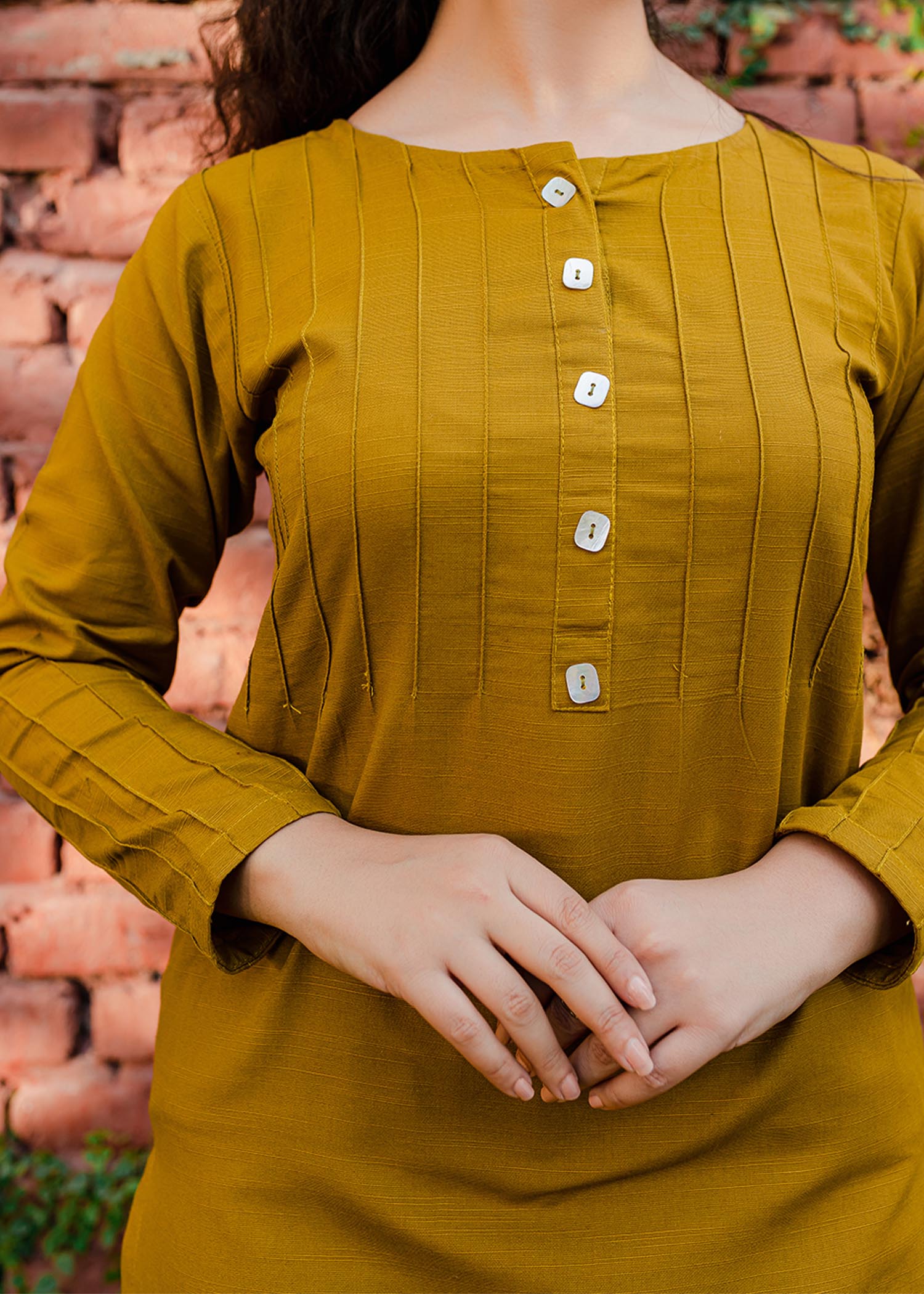 khaddar Kurti in Mustard