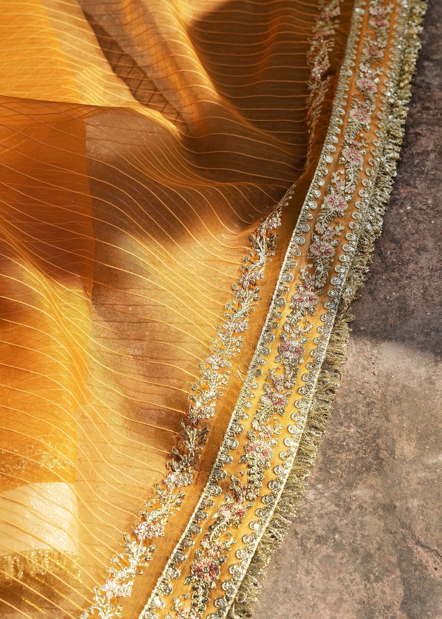 organza Sharara in Mustard