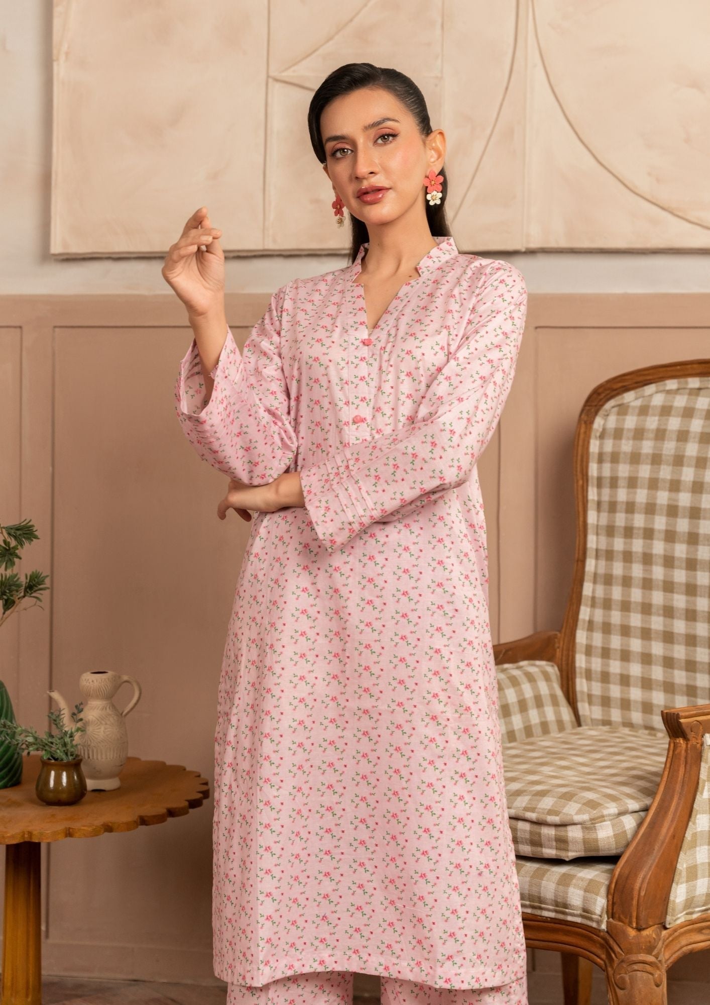 lawn Co Ord Sets in Baby pink