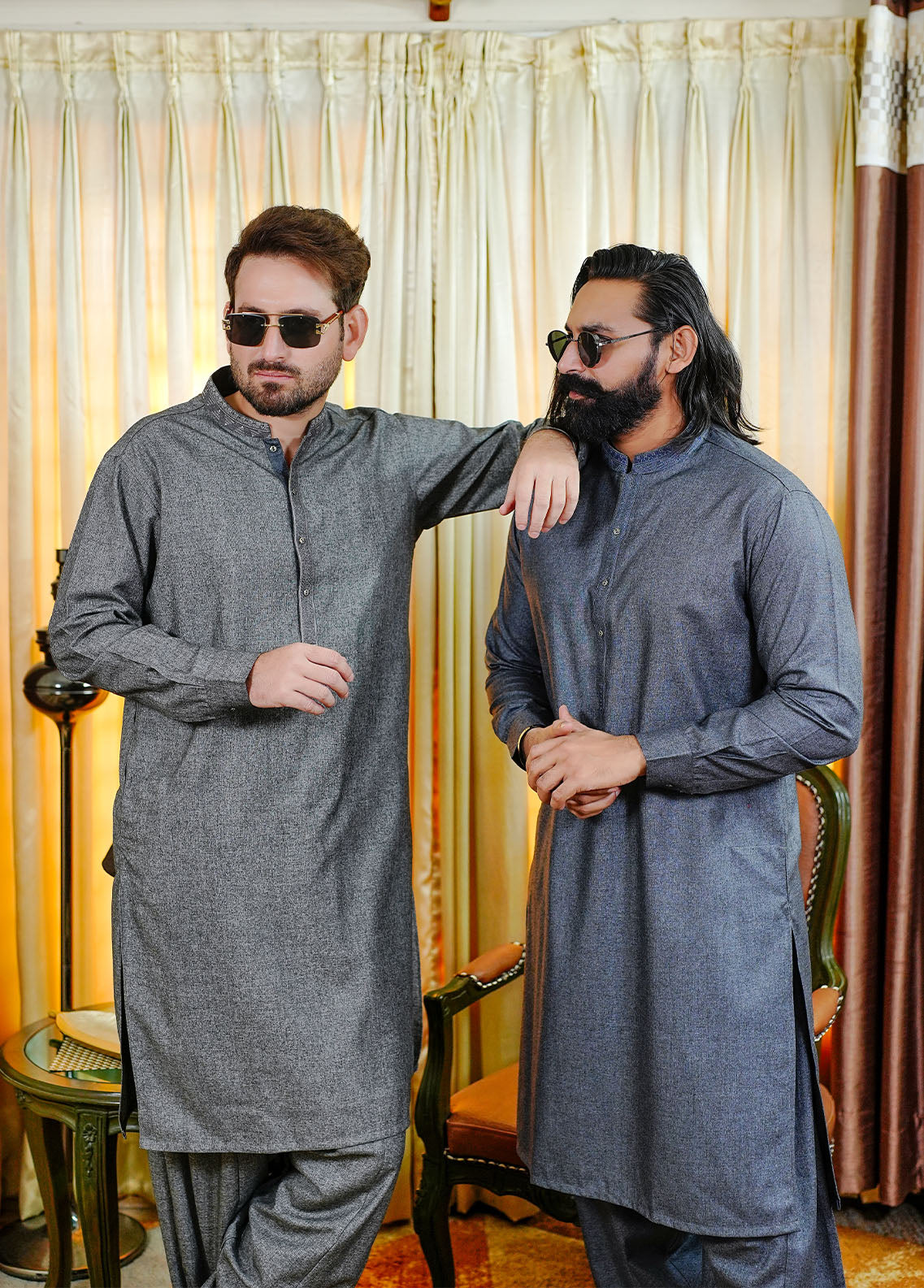 acrylic wool Shalwar Kameez in Grey