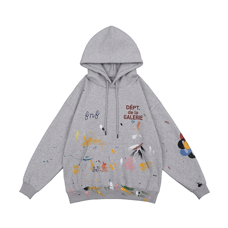 Graffiti Splash Ink Hip Hop High Street Distressed Retro Hoodie for Men and Women