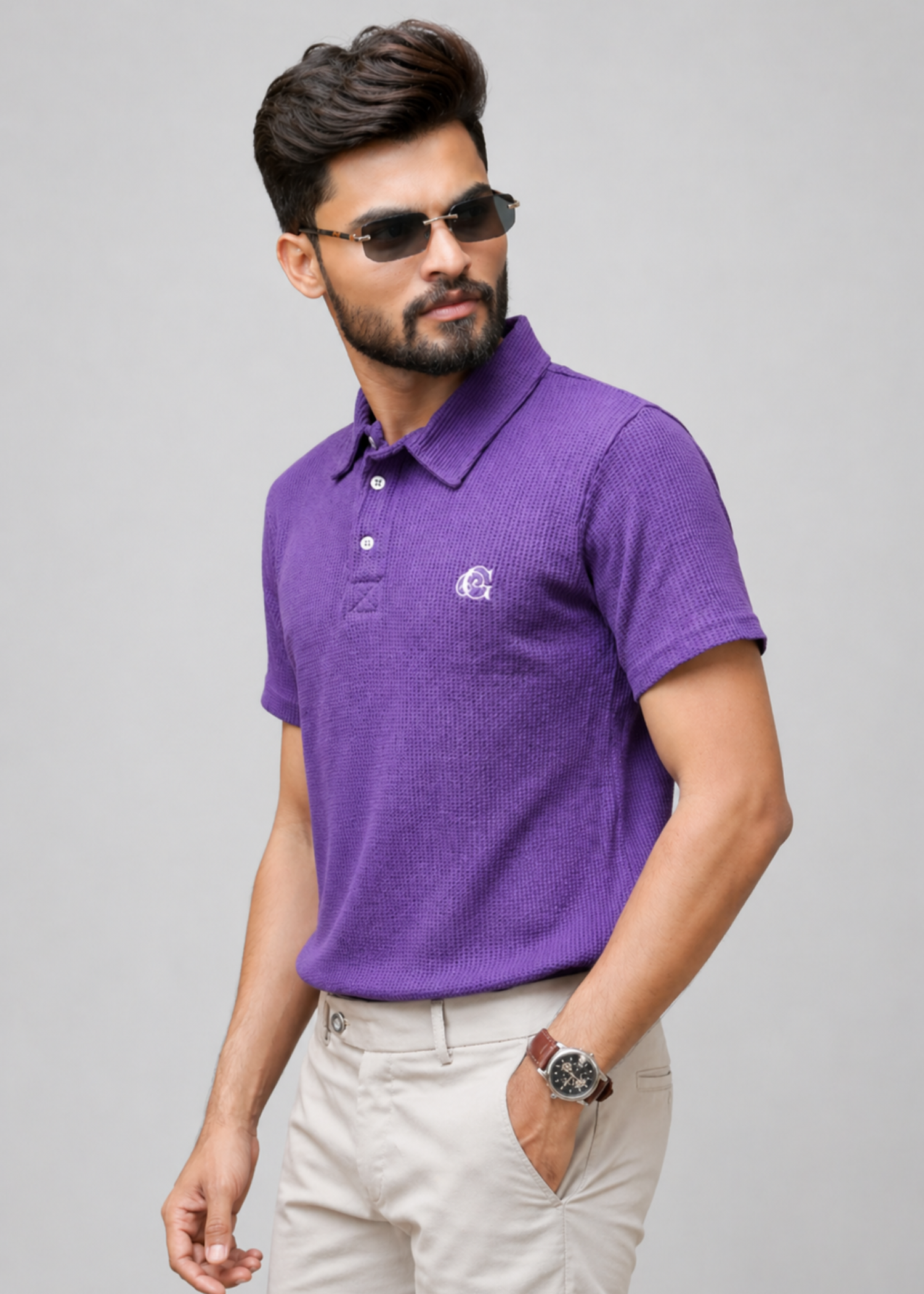 cotton pique Polo Shirt in Purple