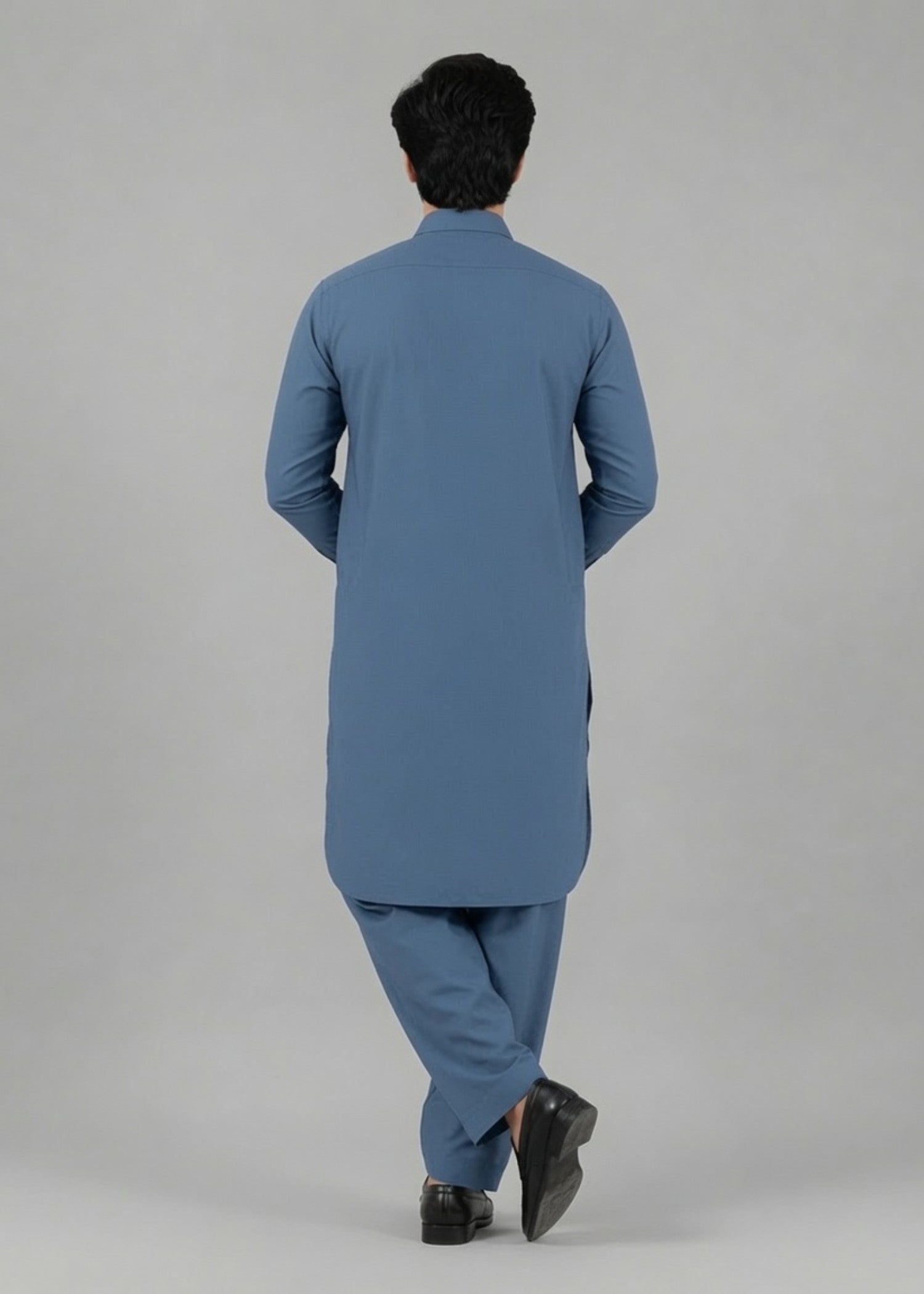 wash & wear Shalwar Kameez in Prussian blue by Hinz