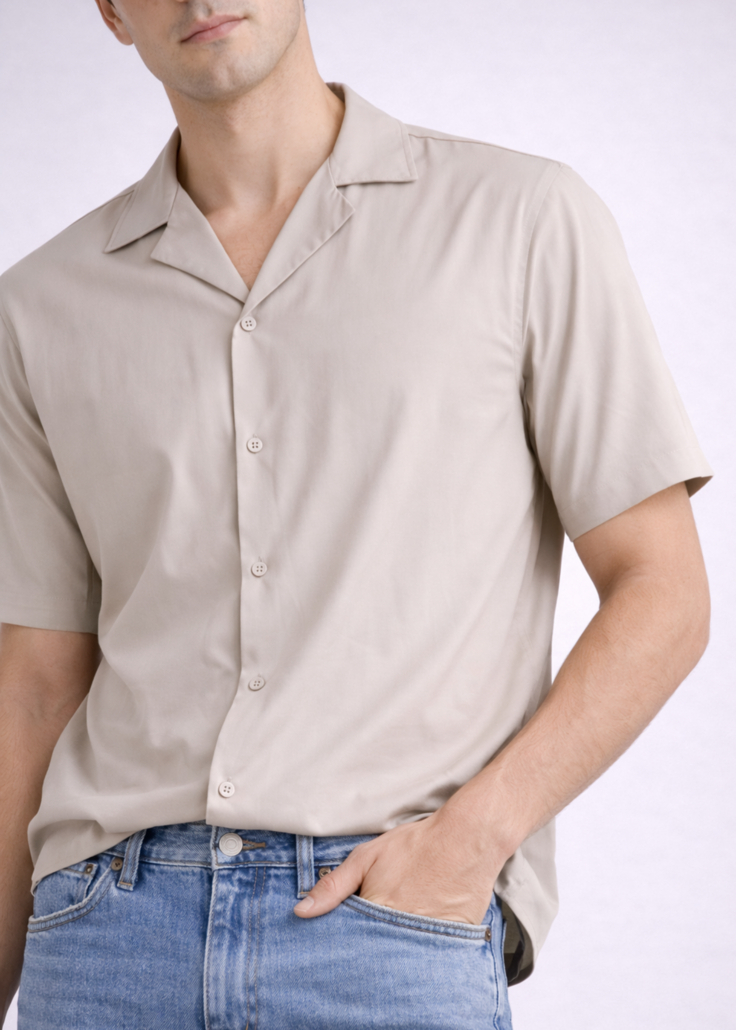 cotton Casual Shirt in Warm grey
