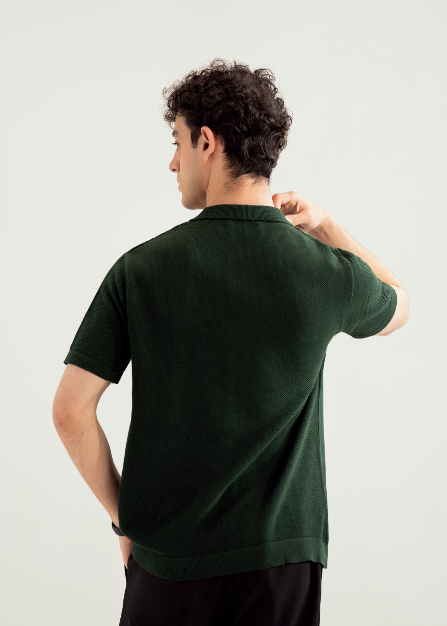 cotton pique Polo Shirt in Dark green