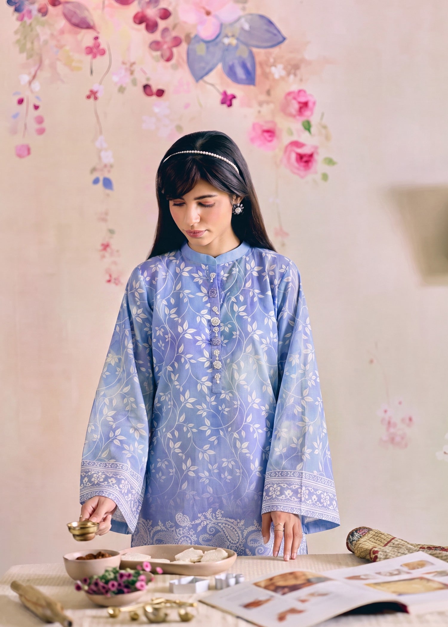 lawn Sharara in Royal blue