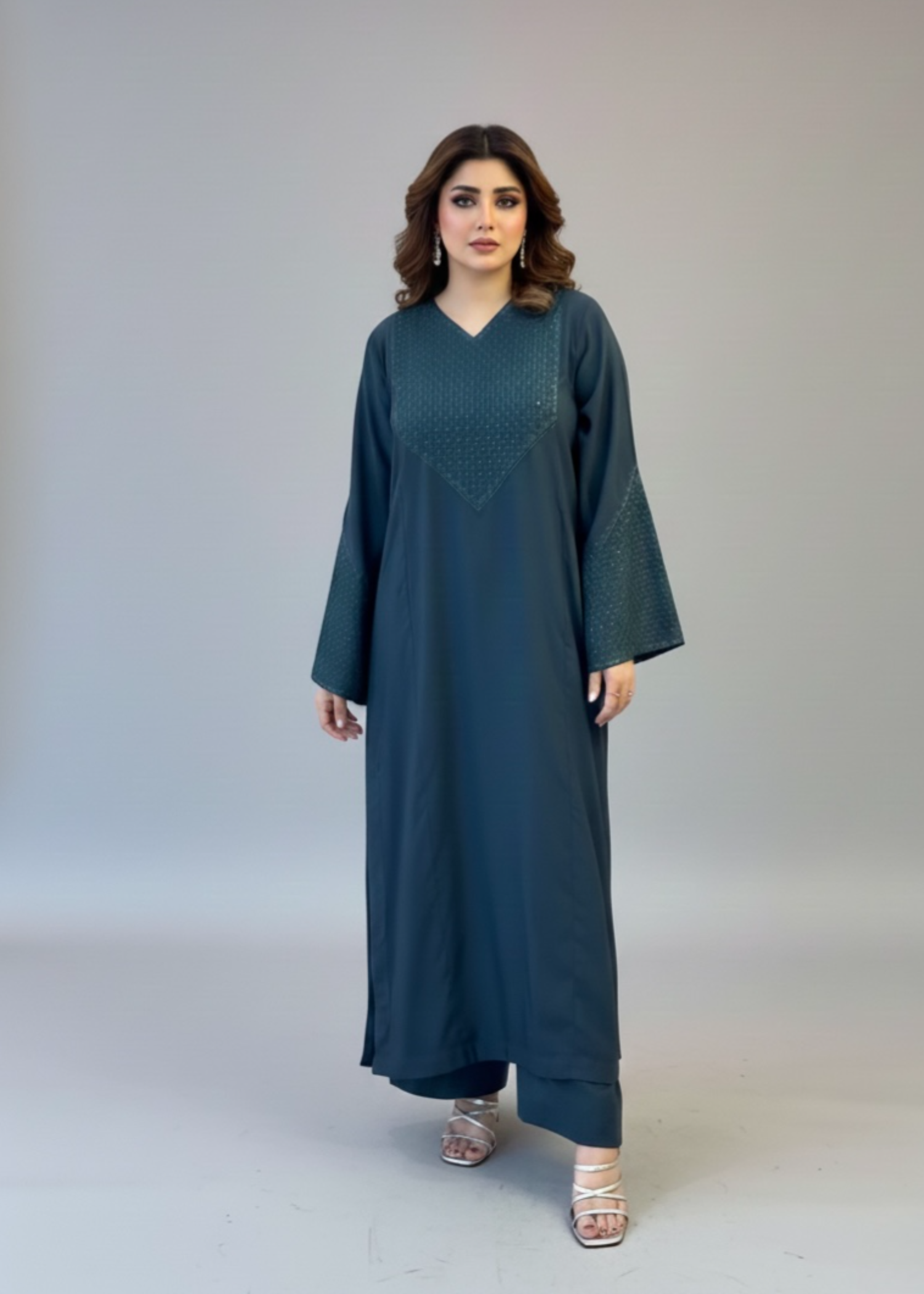 linen Kurta Set in Sapphire blue