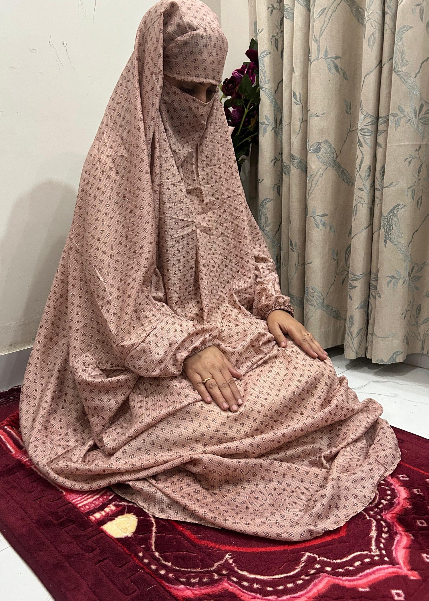cotton linen Chaddar in Peach pink