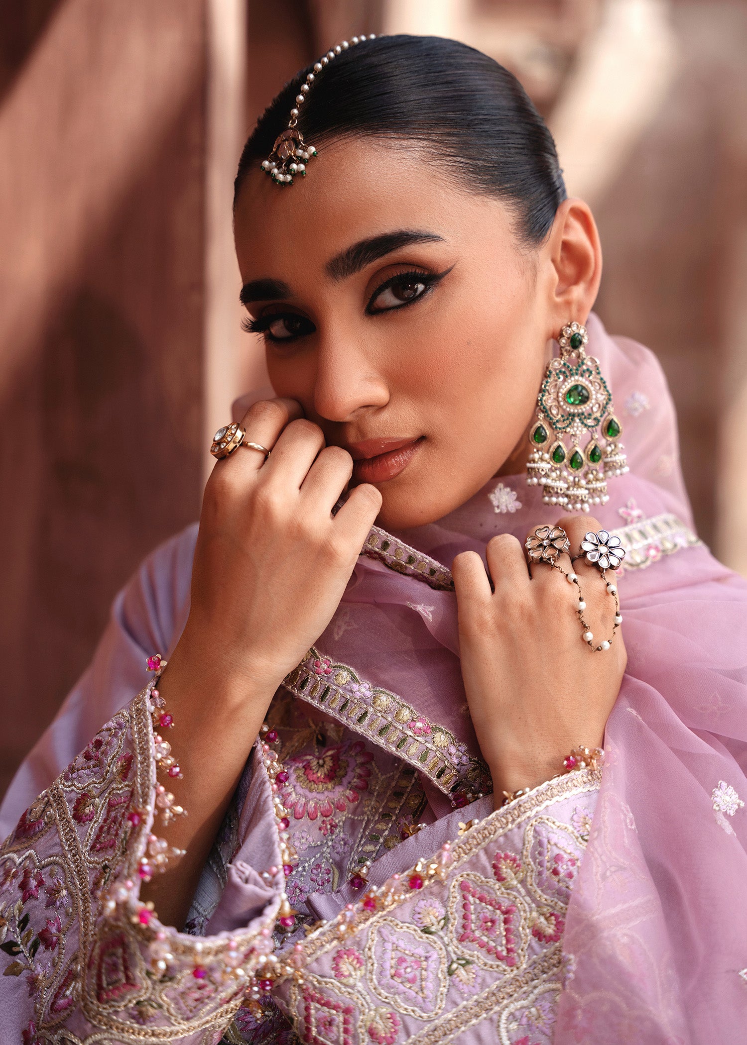 tussar silk Kurta Set in Lavender pink