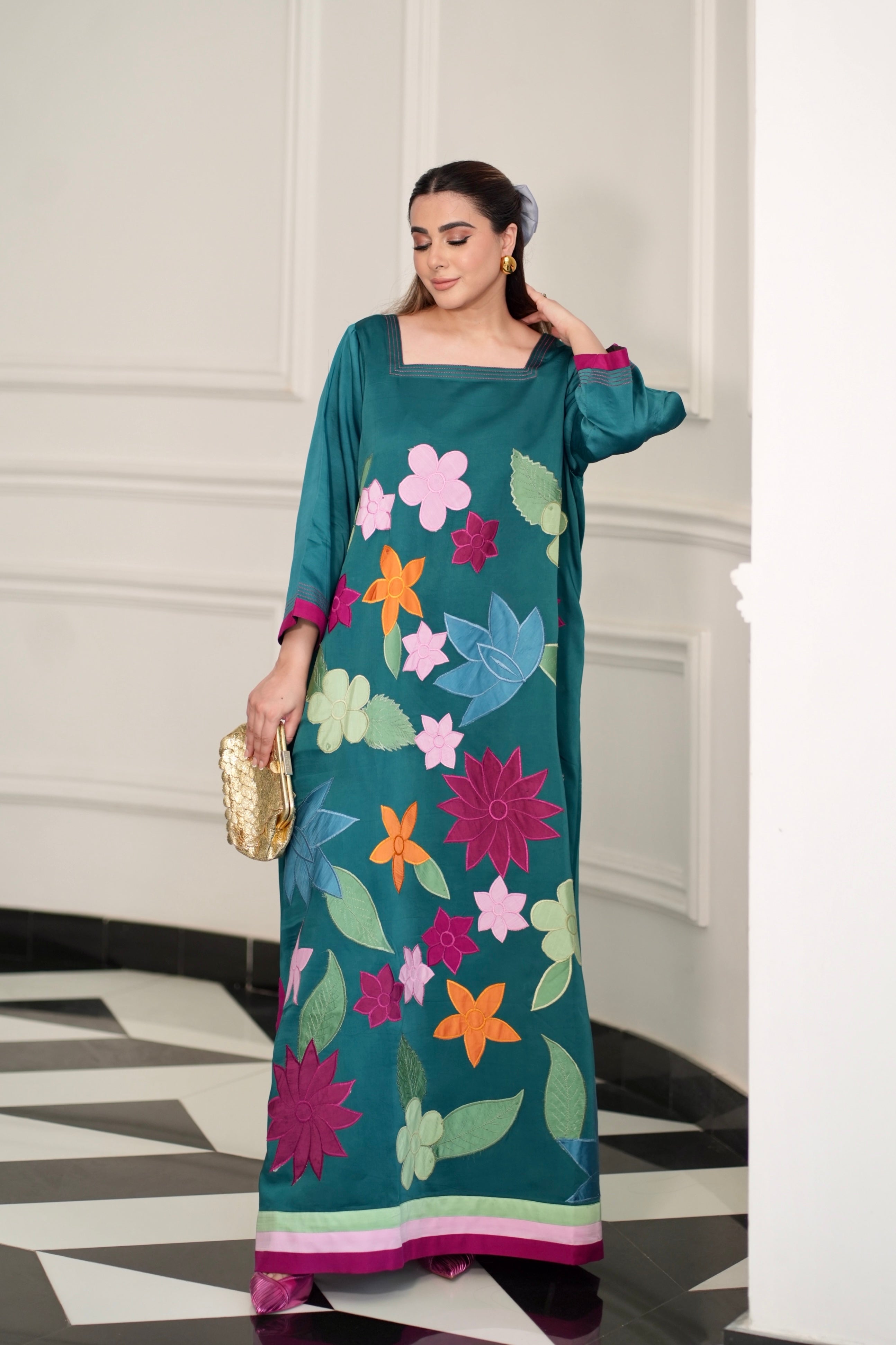 viscose Kaftan in Teal
