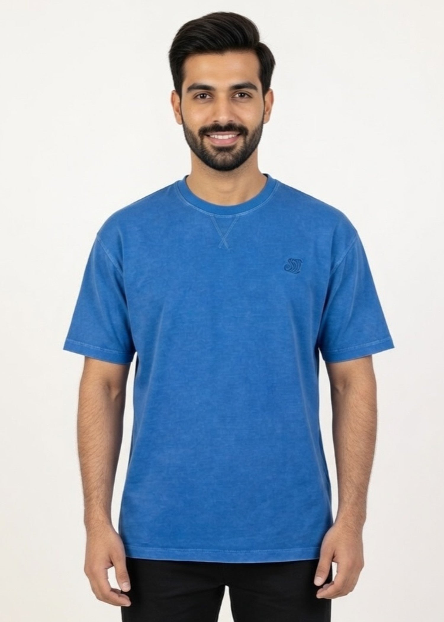 single jersey knit T Shirt in Blue