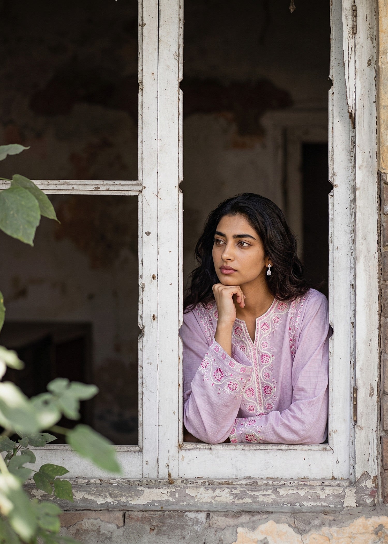 cotton Kurta Set in Tea rose pink