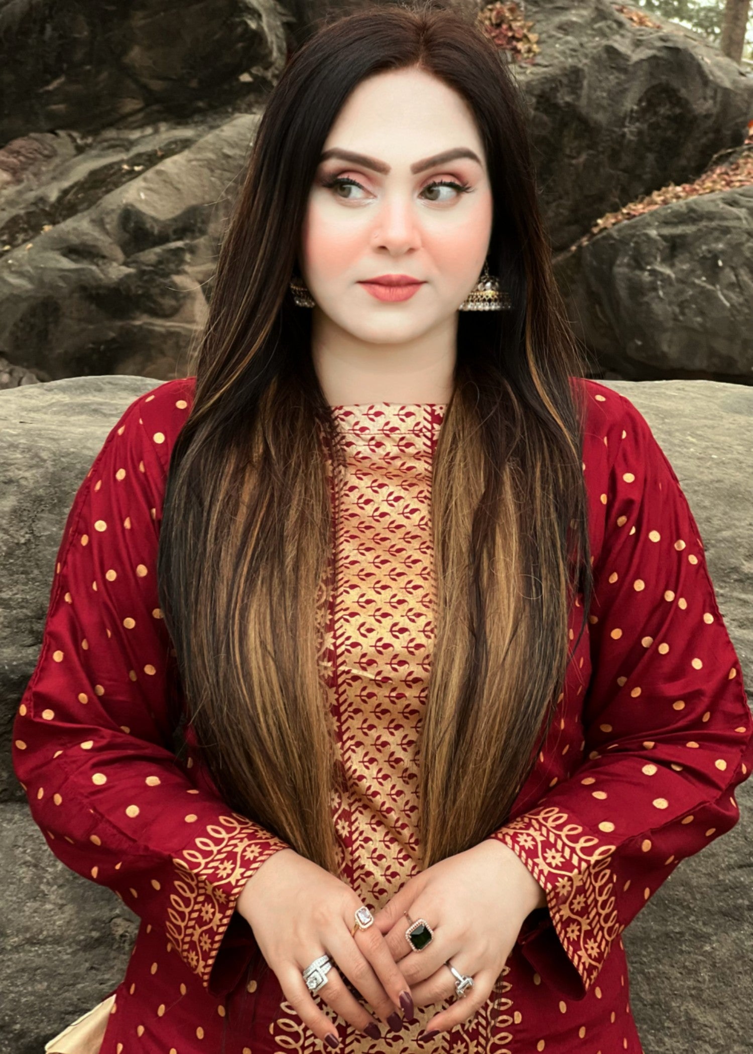 linen Lehenga in Maroon