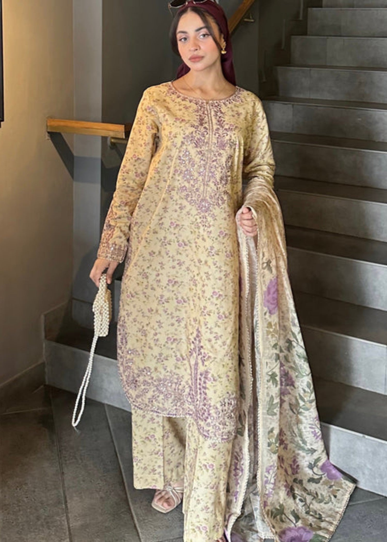 cotton dobby Kurta Set in Yellow