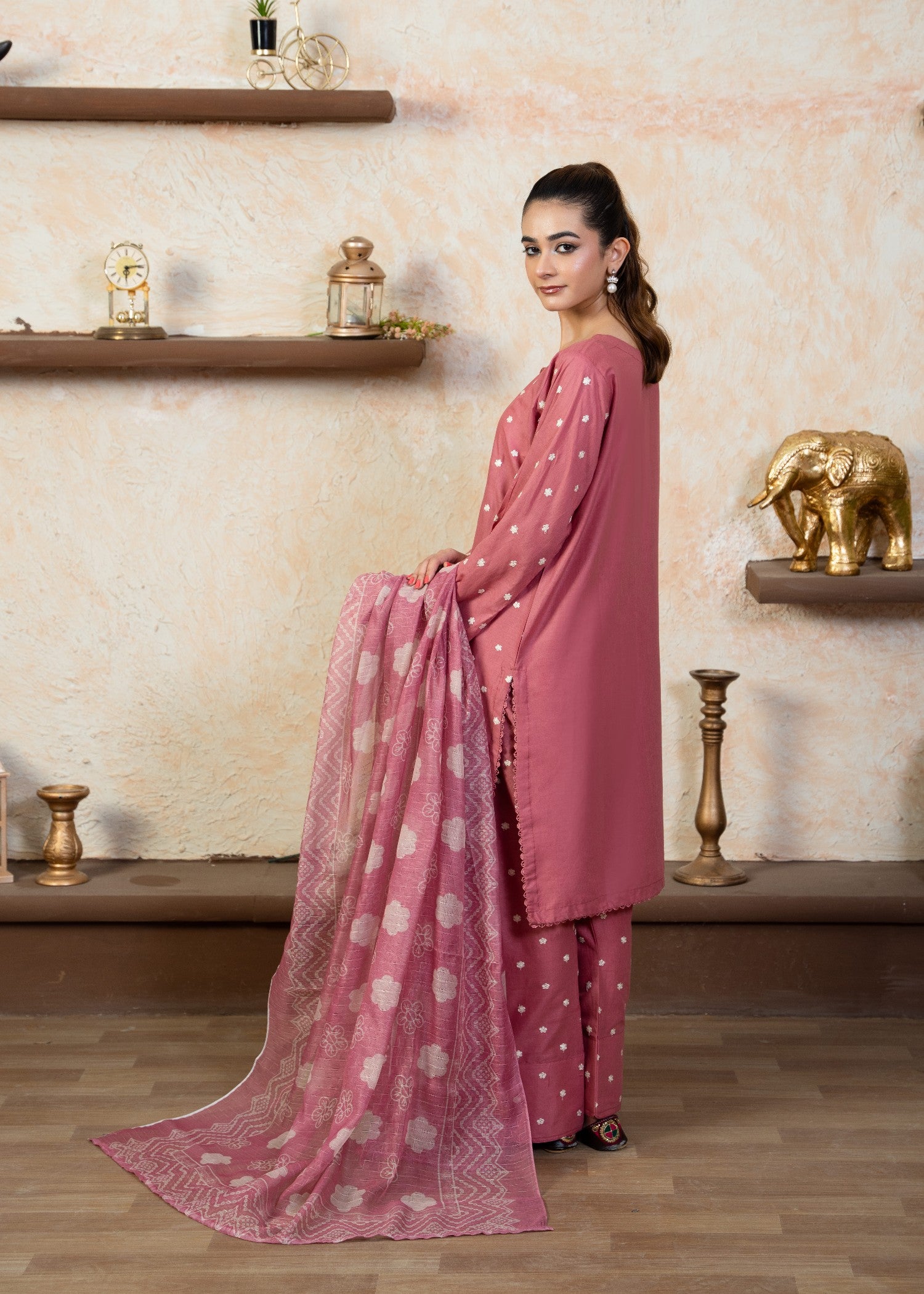 pure cotton Kurta Set in Peach pink