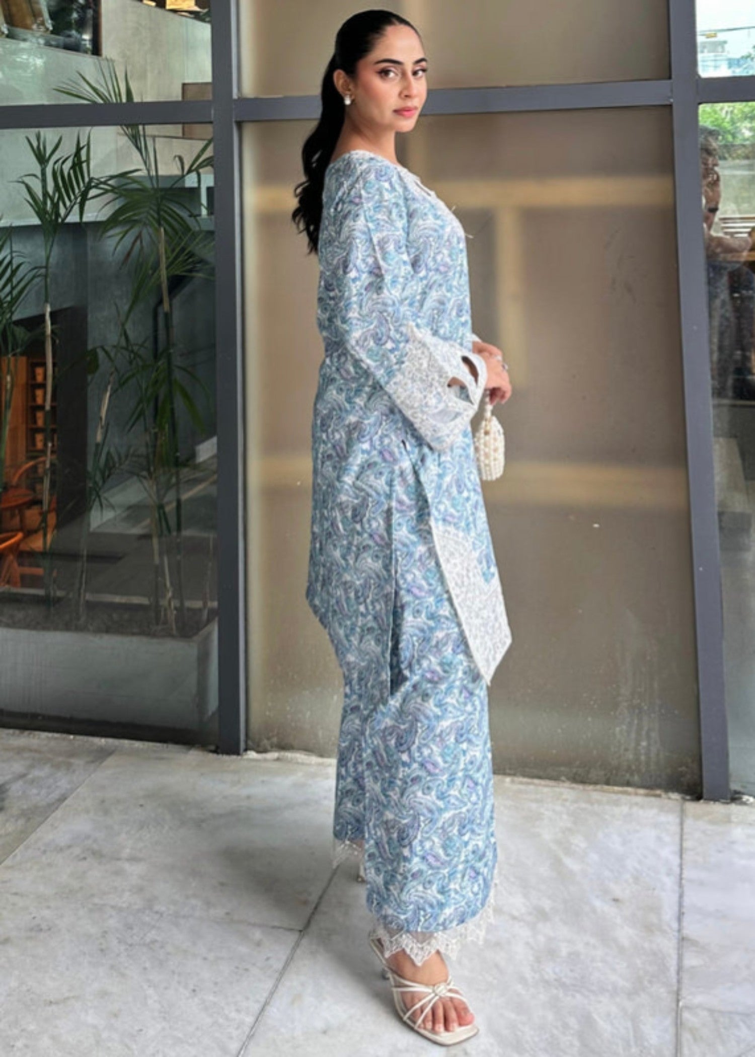 cambric cotton Co Ord Sets in Sky blue