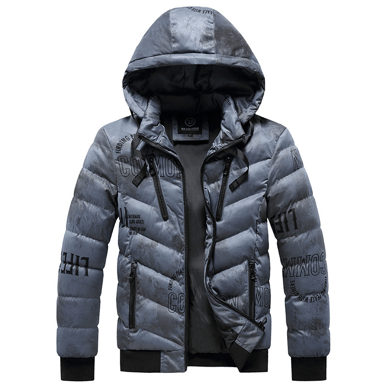 Men'S Winter Hooded plus Fleece Padded Coat