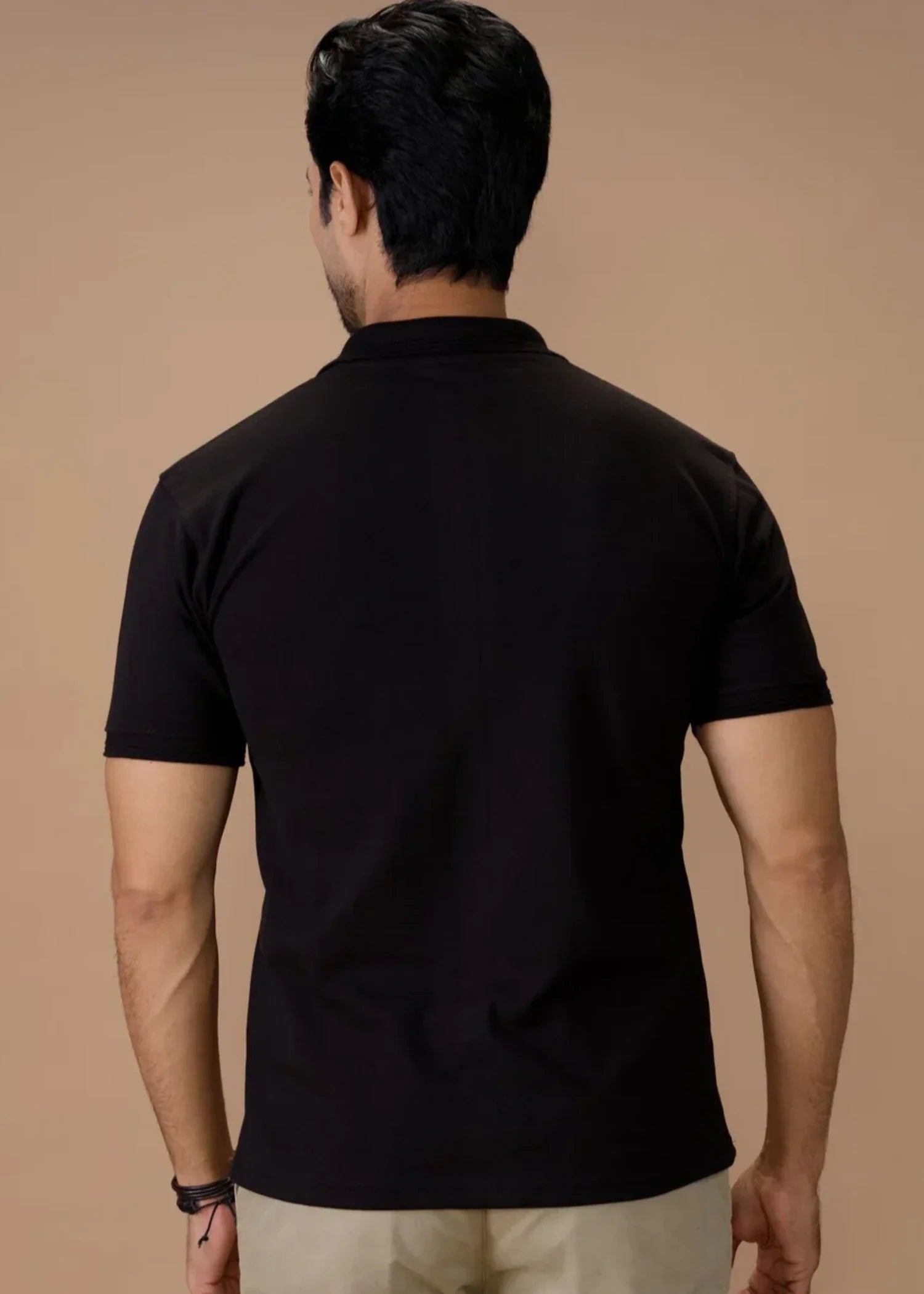 cotton pique Polo Shirt in Black