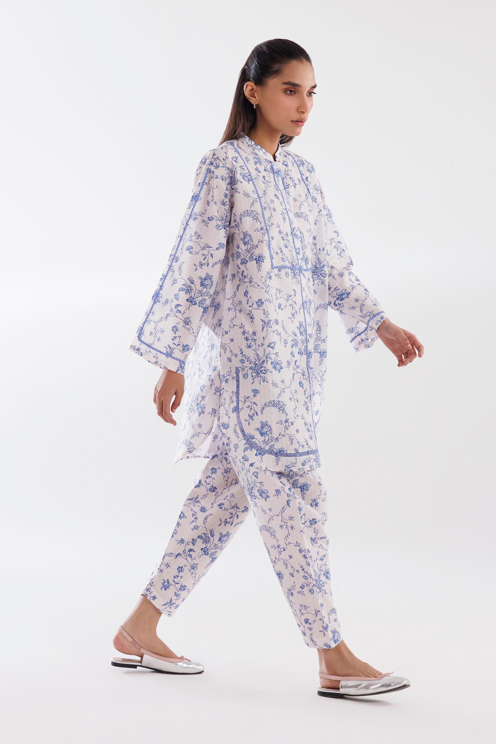 brochea jacquard Co Ord Sets in White
