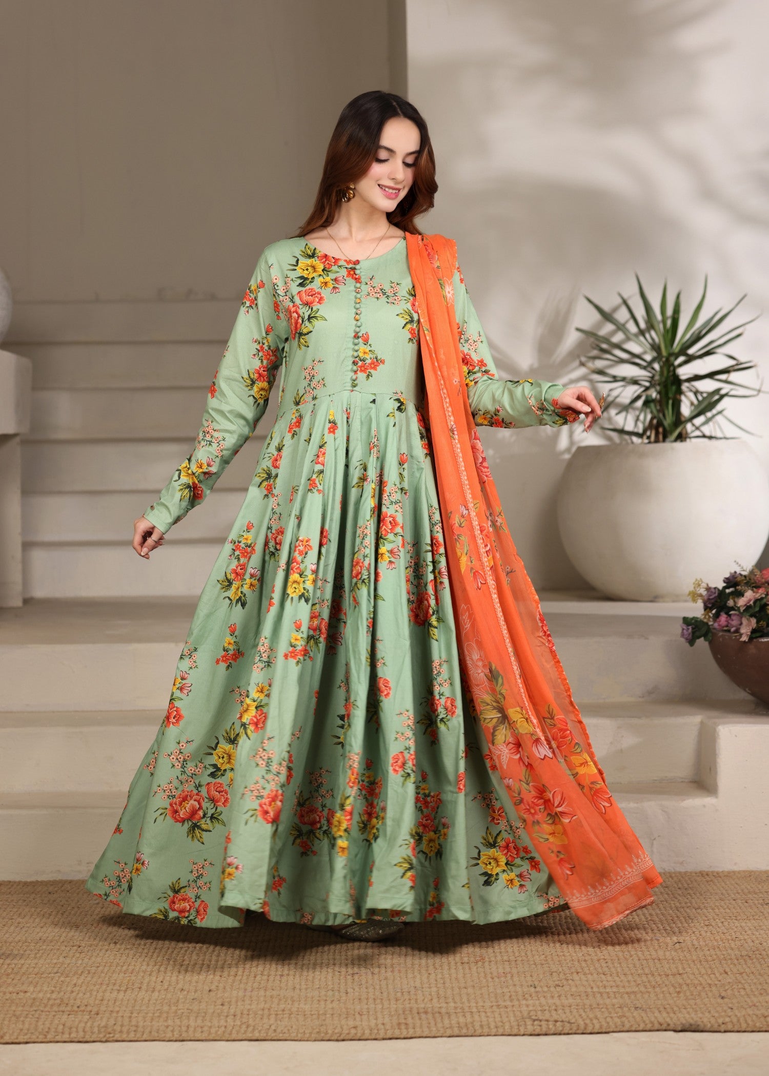 lawn Maxi in Emerald green