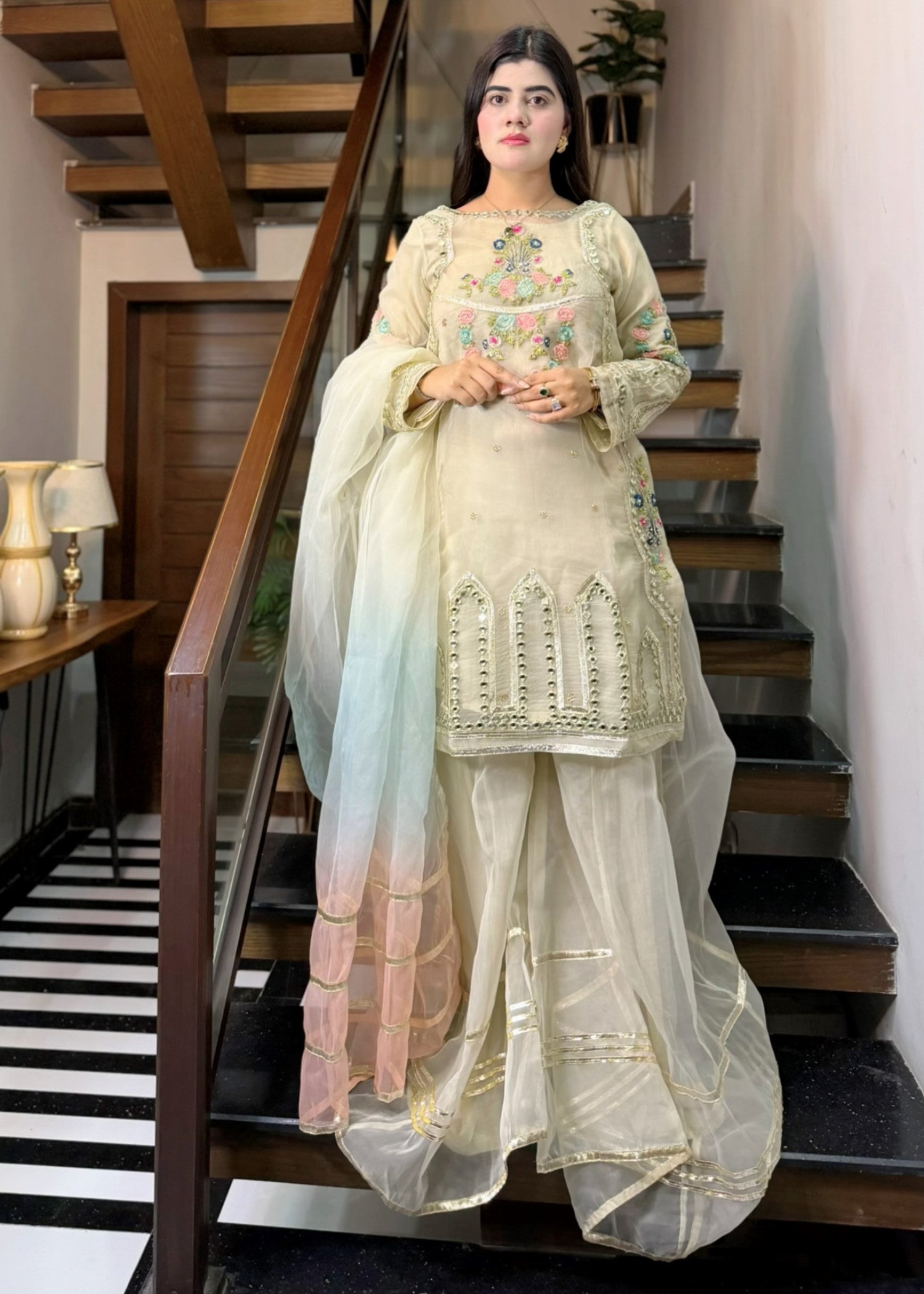 organza Sharara in Snow