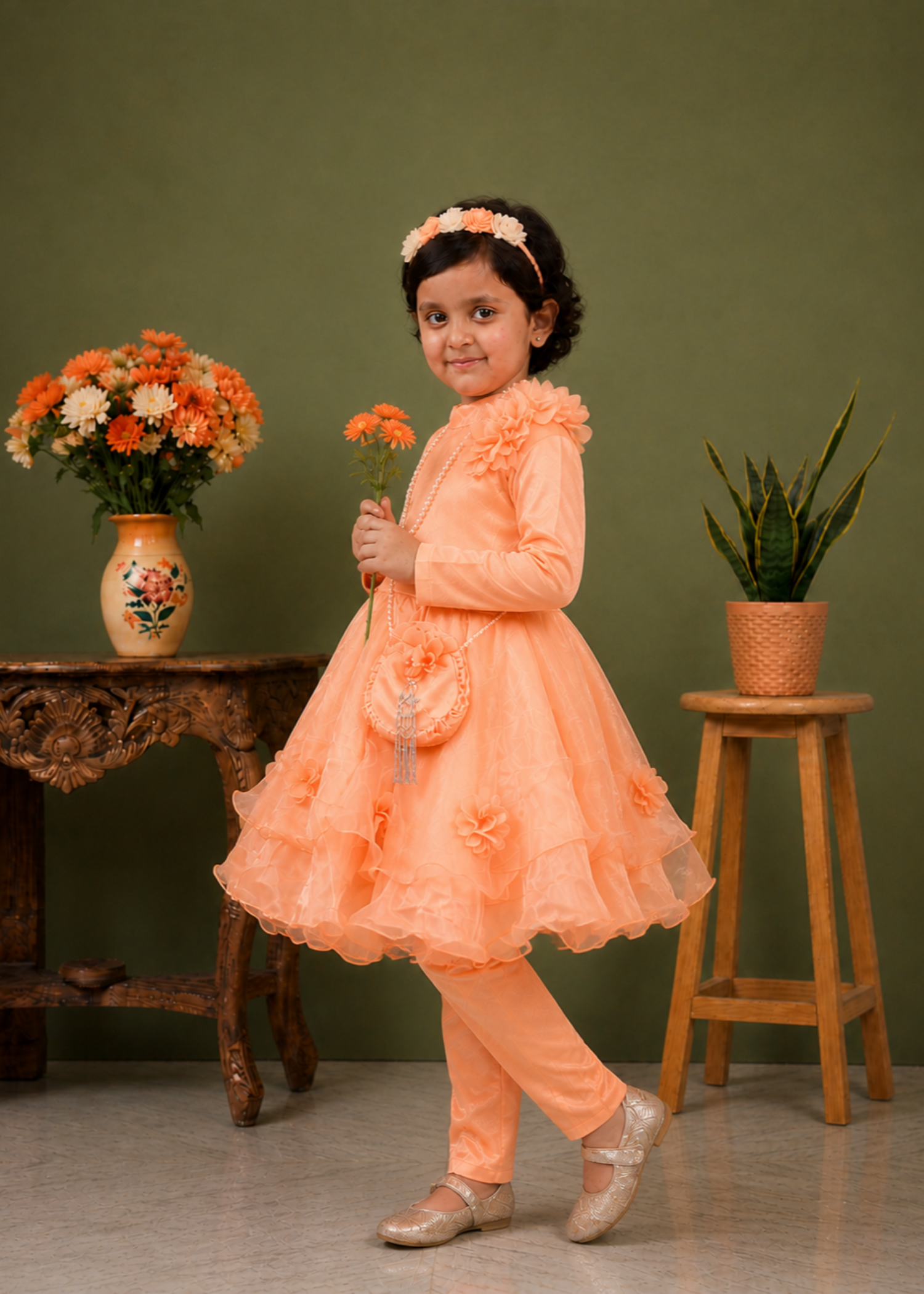 tissue Frock in Peach orange