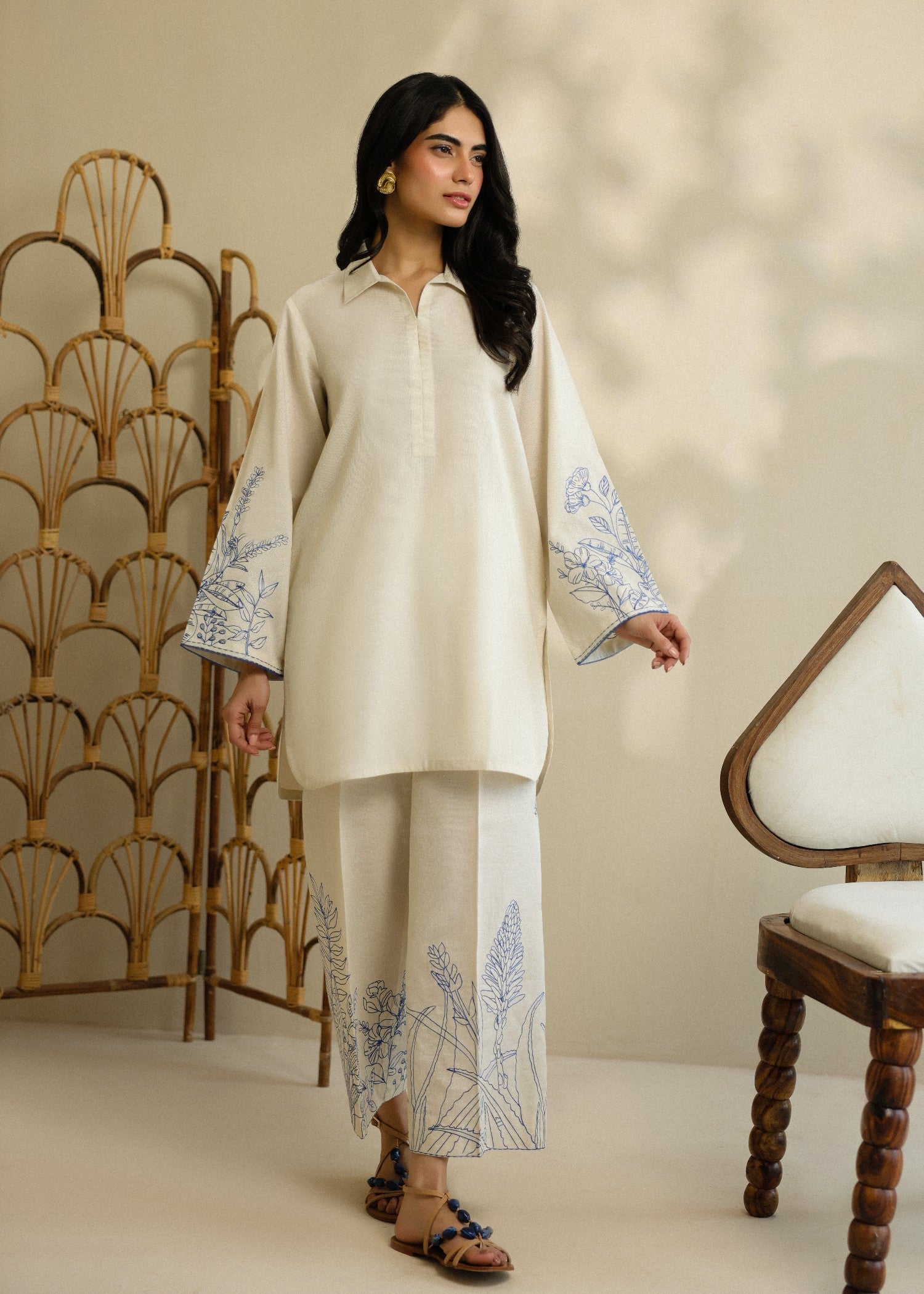 self jacquard Co Ord Sets in Ivory